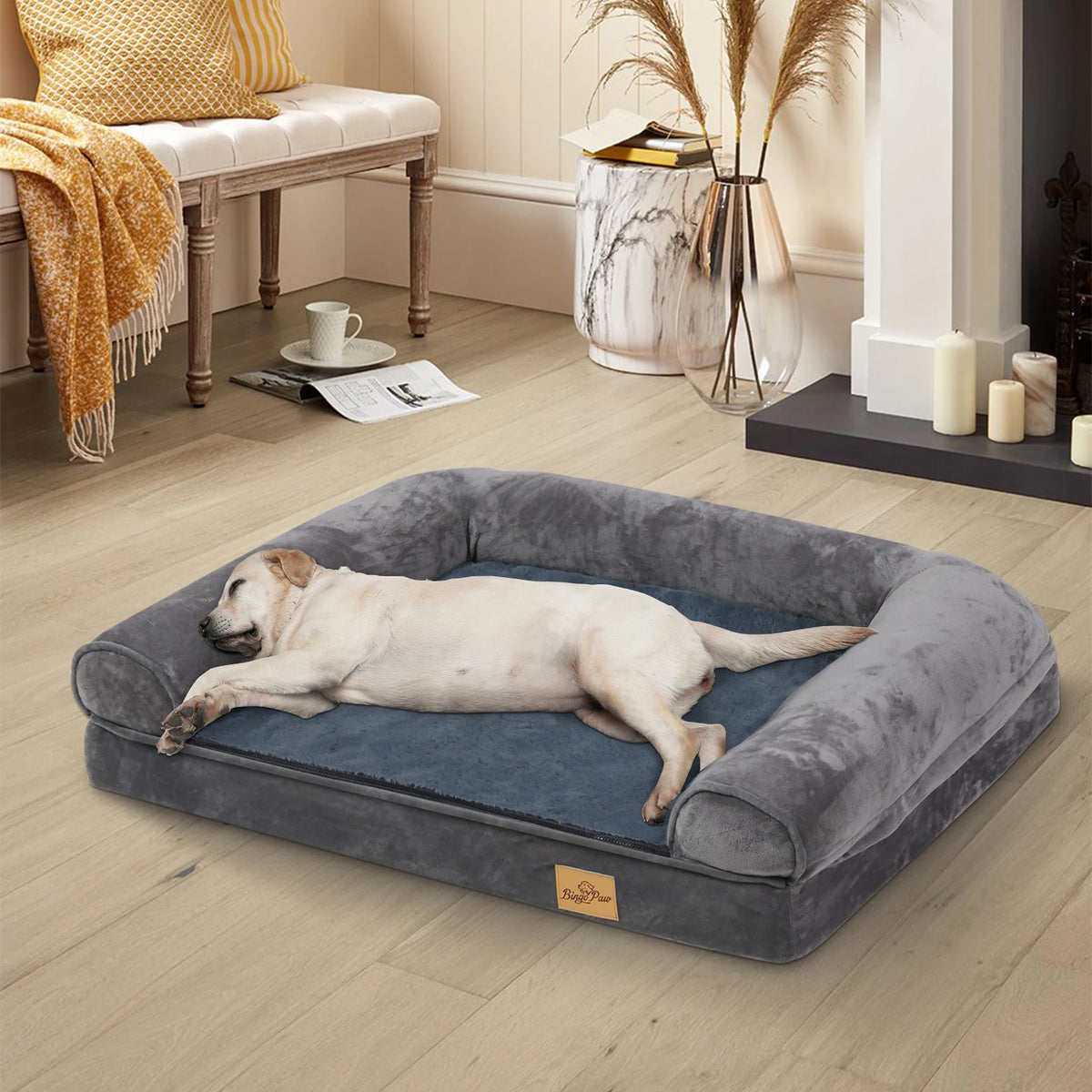 BINGOPAW Orthopedic Waterproof Dog Bed With Sides And Washable Cover