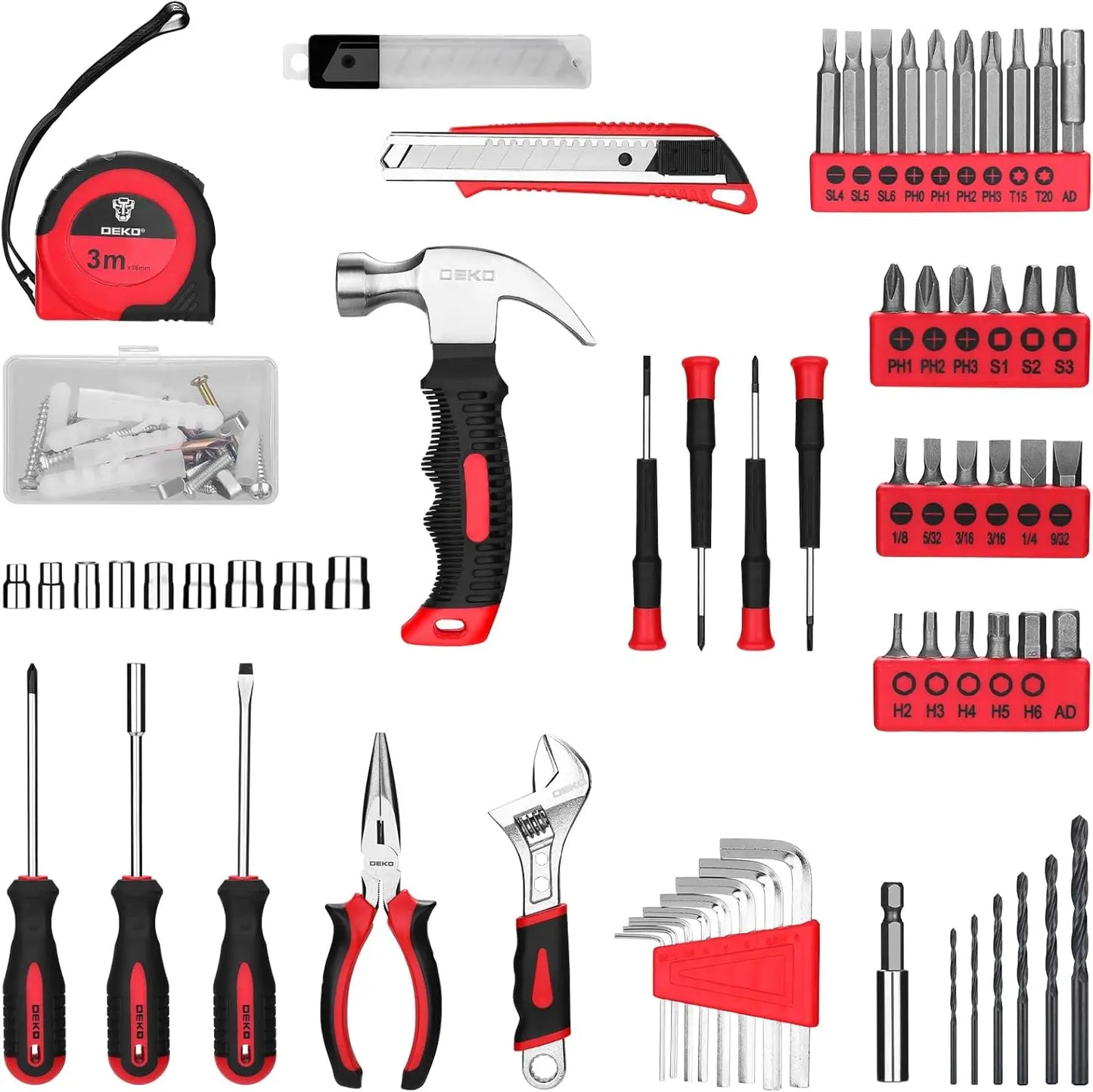 DEKO 8V Cordless Drill 126 Piece Complete Home Tool Kit