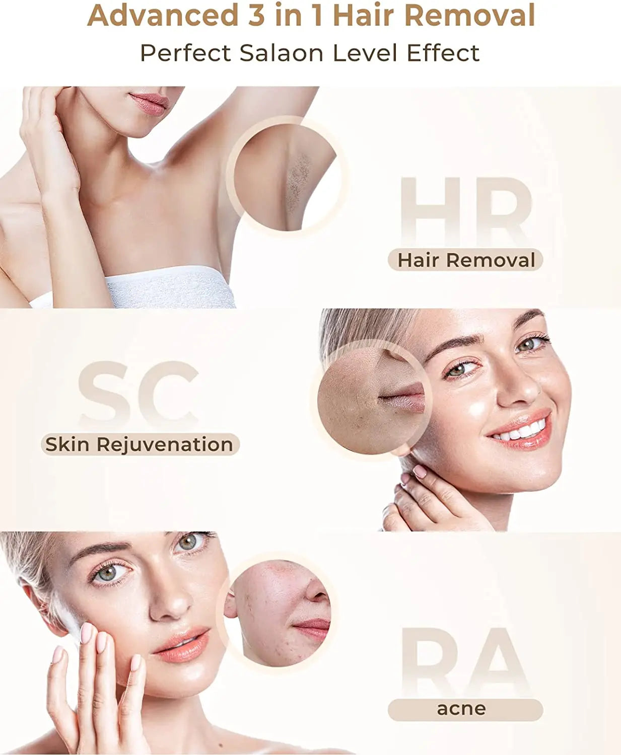 Lysmoski 3-In-1 IPL Hair Removal Epilator for Body and Face