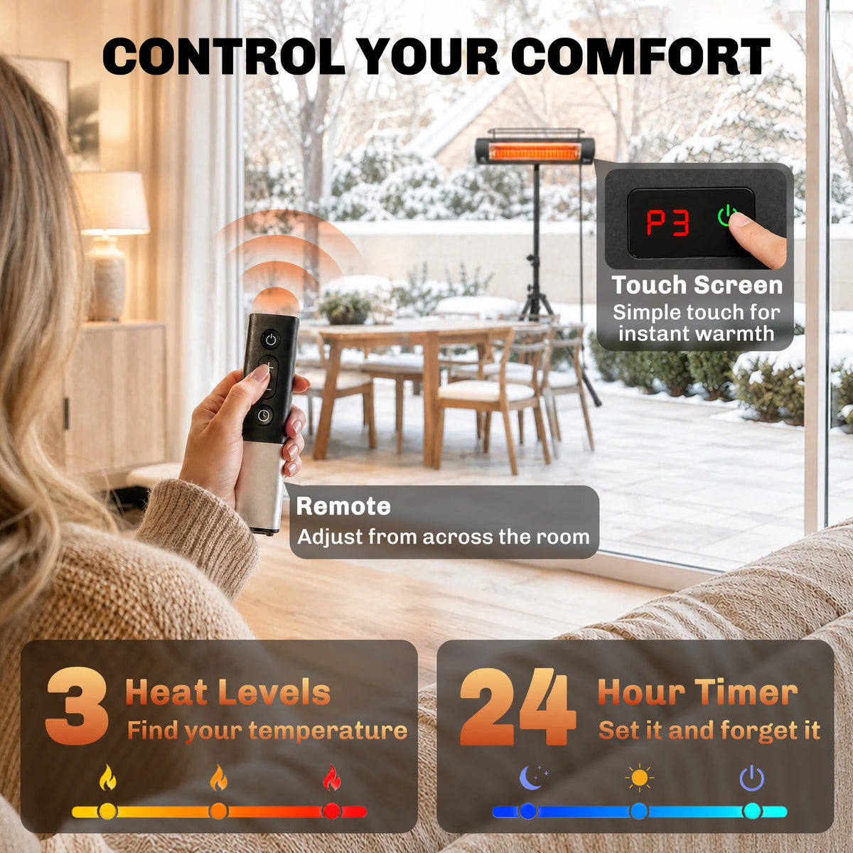 Outsunny Electric Outdoor Infrared Patio Heater With IP65 Weatherproofing