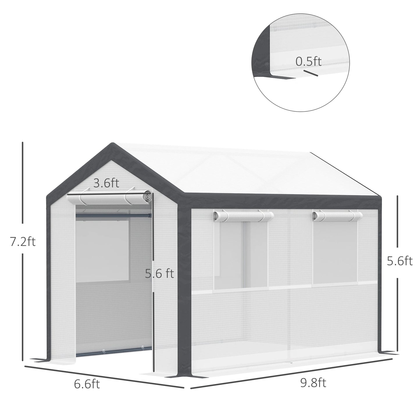 Outsunny Walk In Garden Greenhouse With Roll Up Door