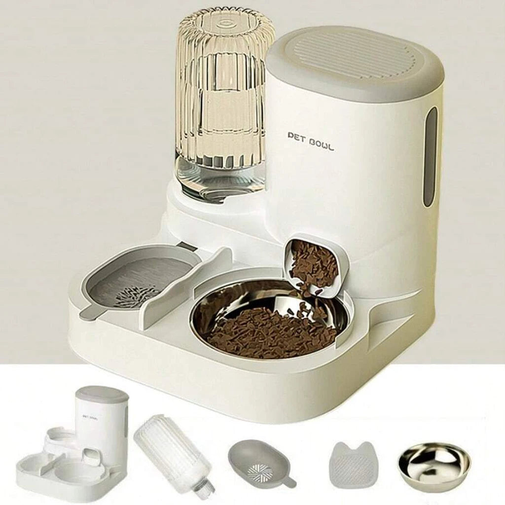 Automatic Cat Feeder And Water Dispenser With Dual Pet Bowl