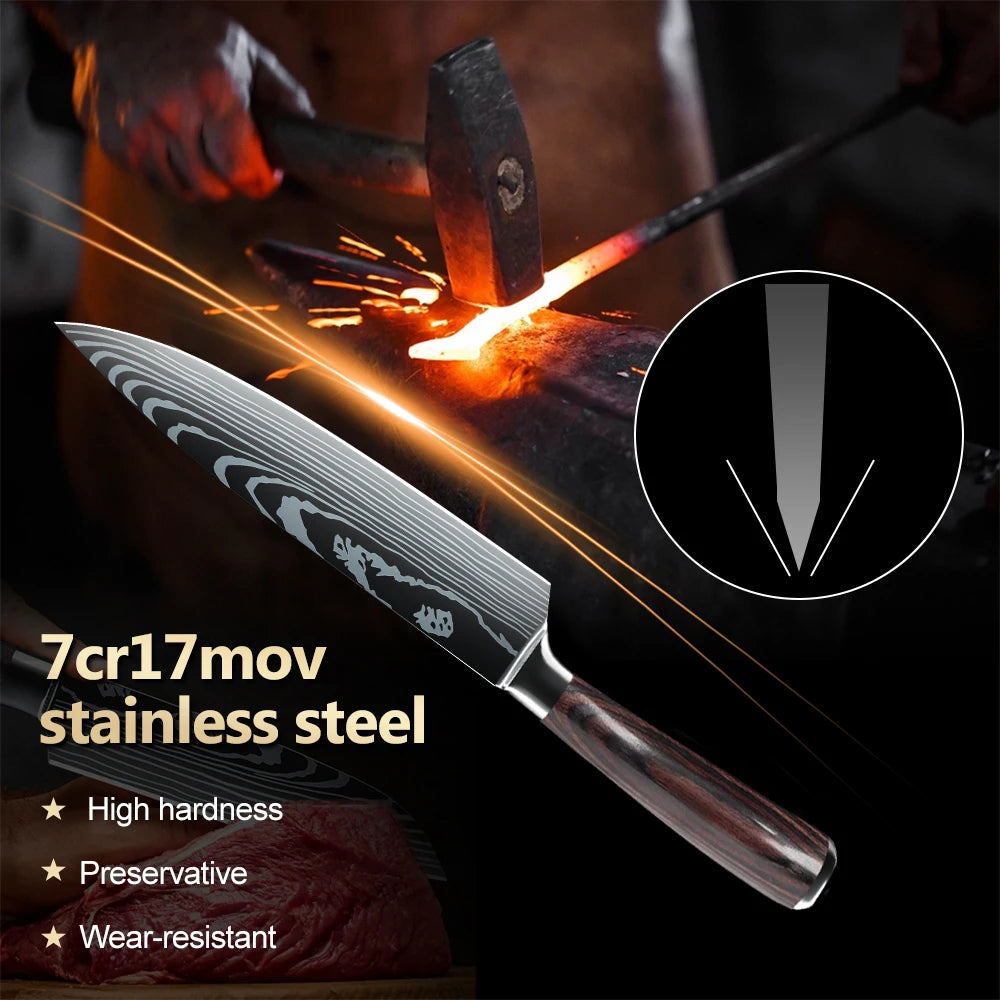 MDHAND Damascus Kitchen Knife Set Premium Stainless Steel Chef Blade