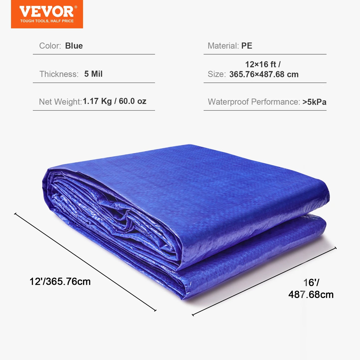 SucceBuy Heavy Duty Waterproof Polyethylene Tarp With Grommets