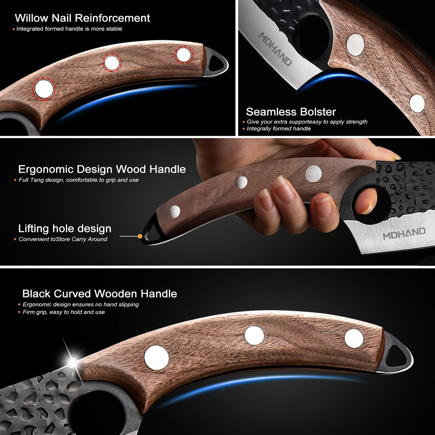 Zeng Stainless Steel Hand Forged Cleaver Chef Cutting Knife