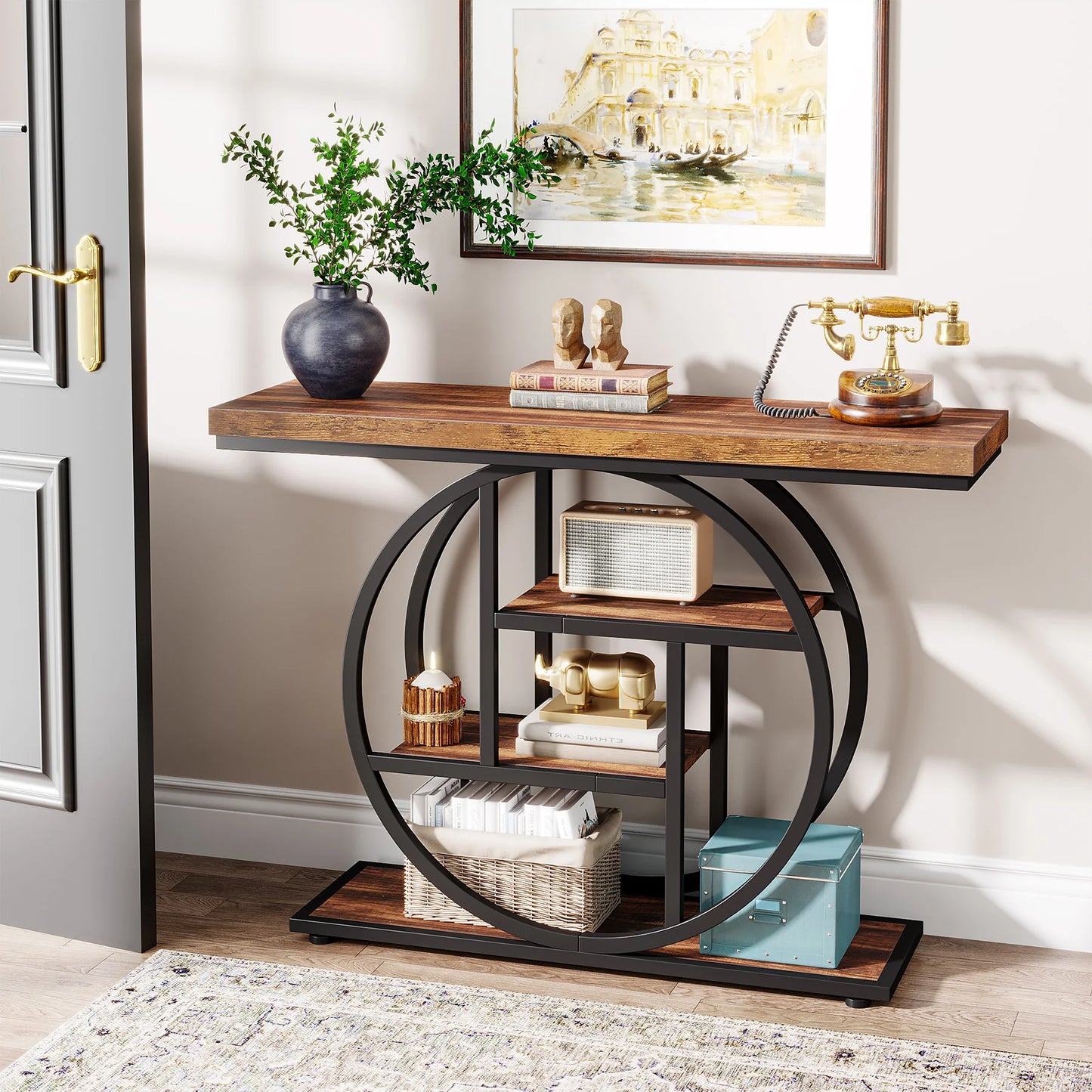 Tribesigns 4-Tier Console Table Industrial Entryway Sofa Table