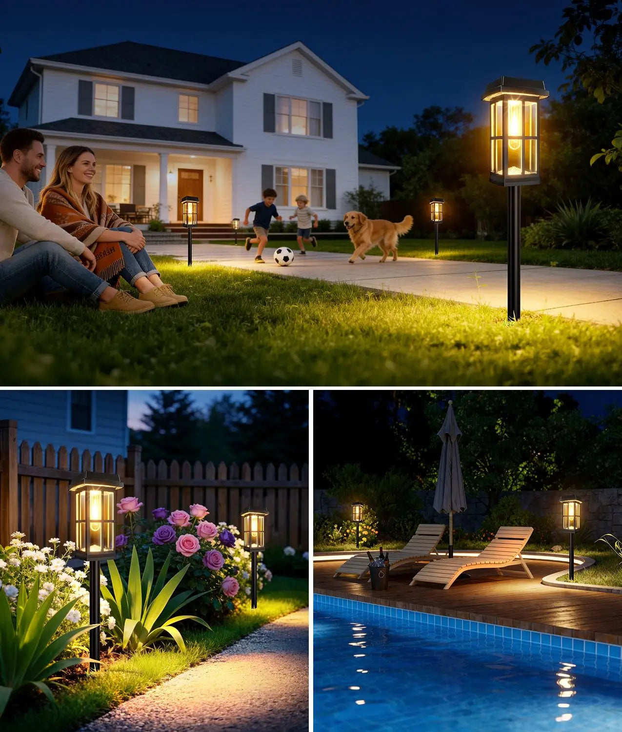 Solar LED Pathway Lights Waterproof Outdoor Garden Lamps