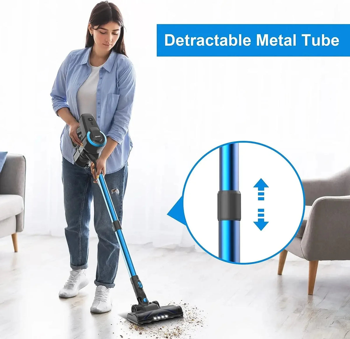 DEVOAC Cordless Stick Vacuum Cleaner With HEPA Filter For Home