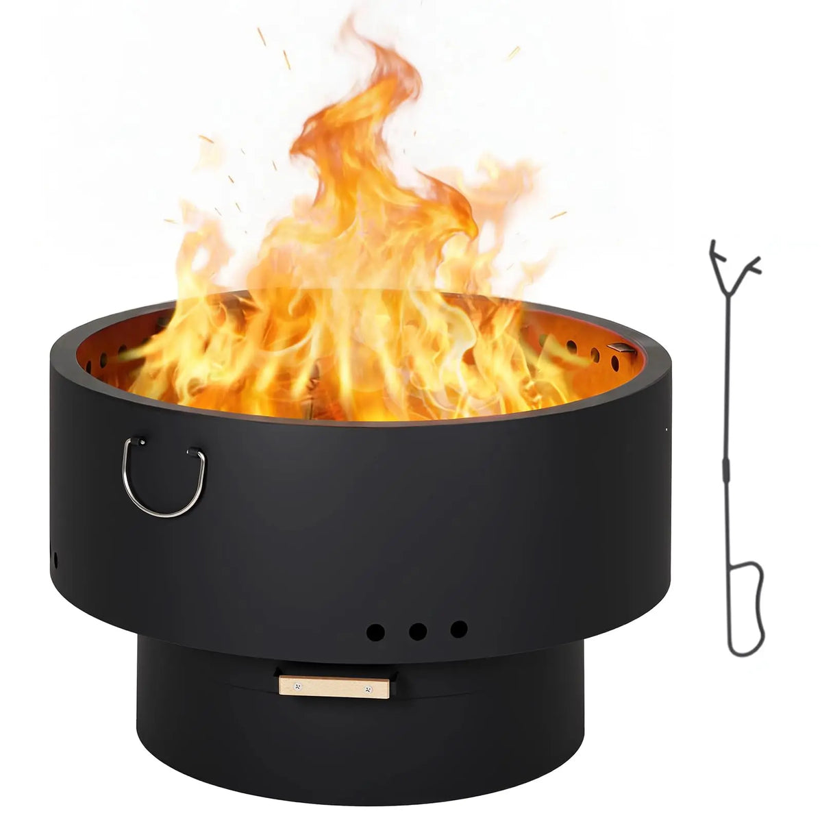 HiMISS Smokeless Fire Pit Table With Bamboo Lid Carrying Bag