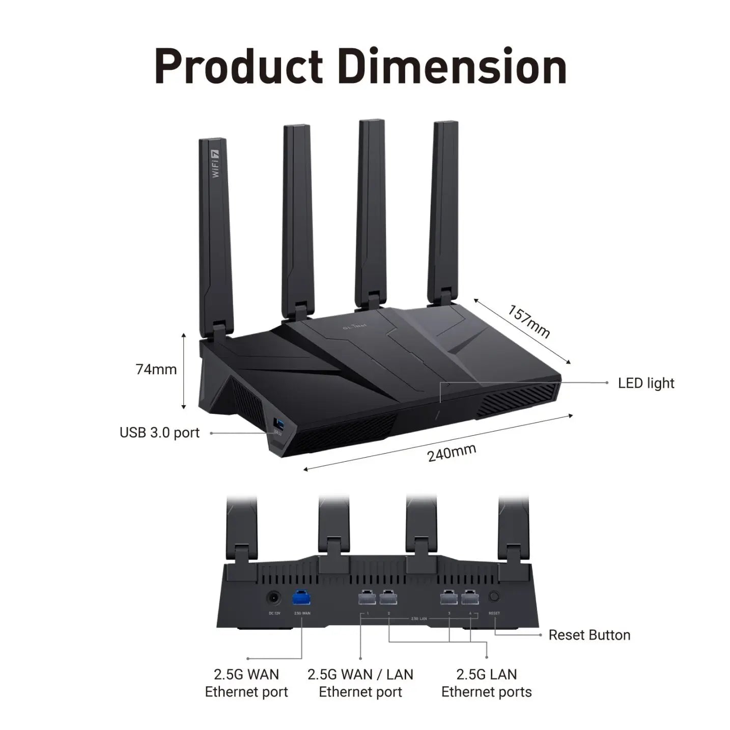 GL.iNet Flint 3 Tri-Band WiFi 7 Router With 2.5G VPN