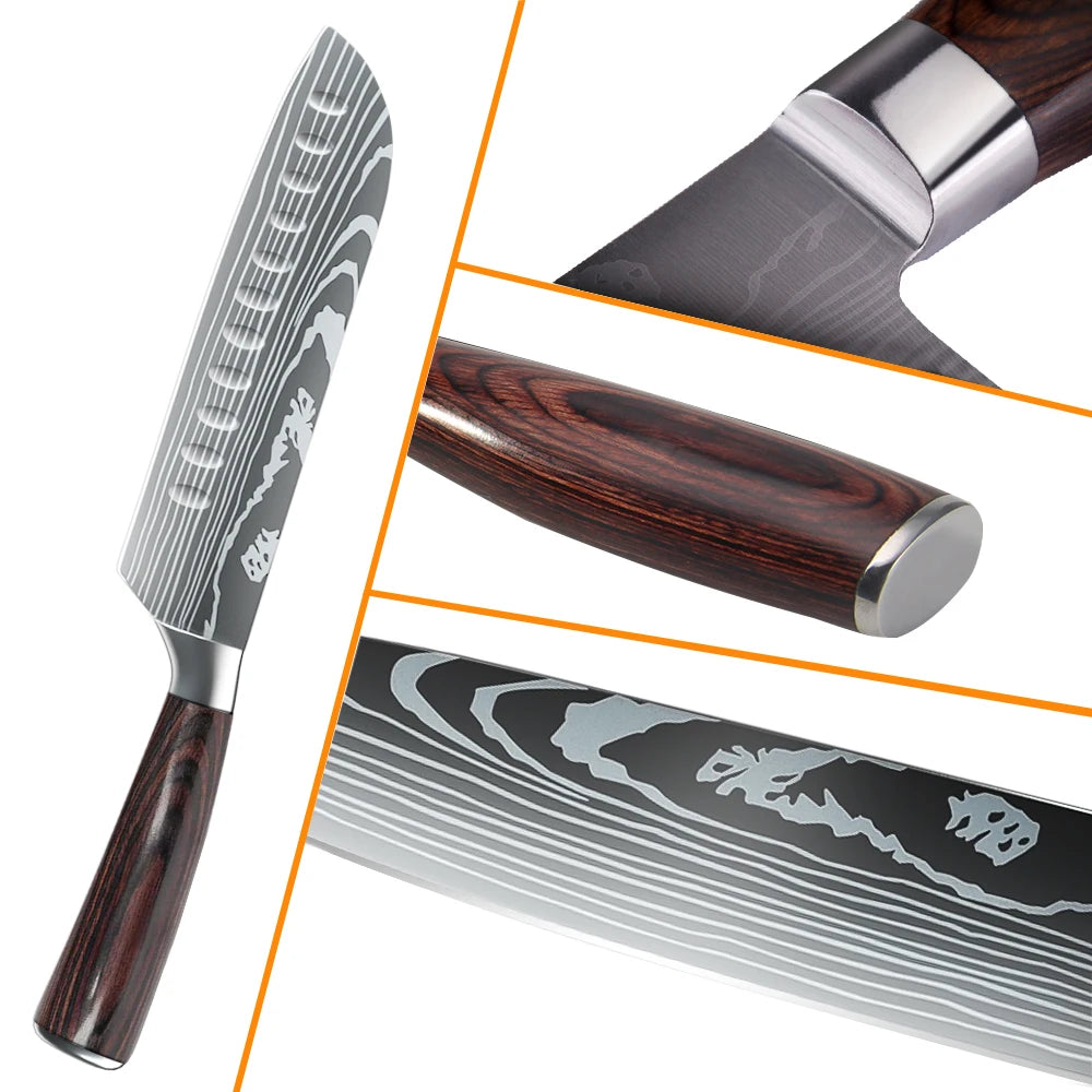 MDHAND Damascus Kitchen Knife Set Premium Stainless Steel Chef Blade
