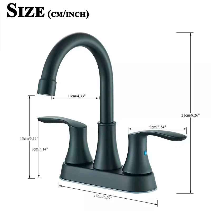 Suguword Dual Handle Bathroom Faucet Deck Mounted Hot And Cold