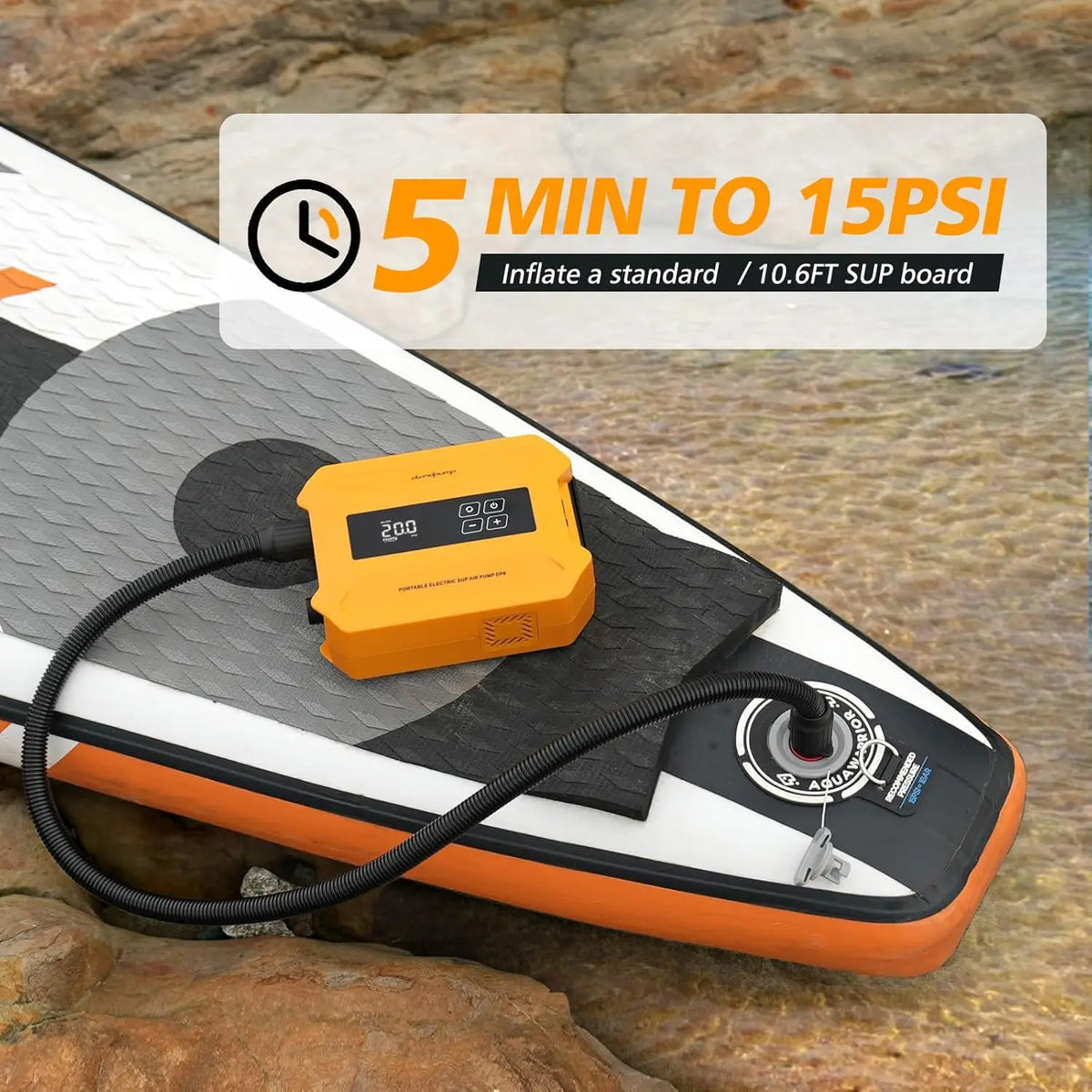 SHXI Electric Paddle Board Pump With Dual Stage Inflation and Deflation