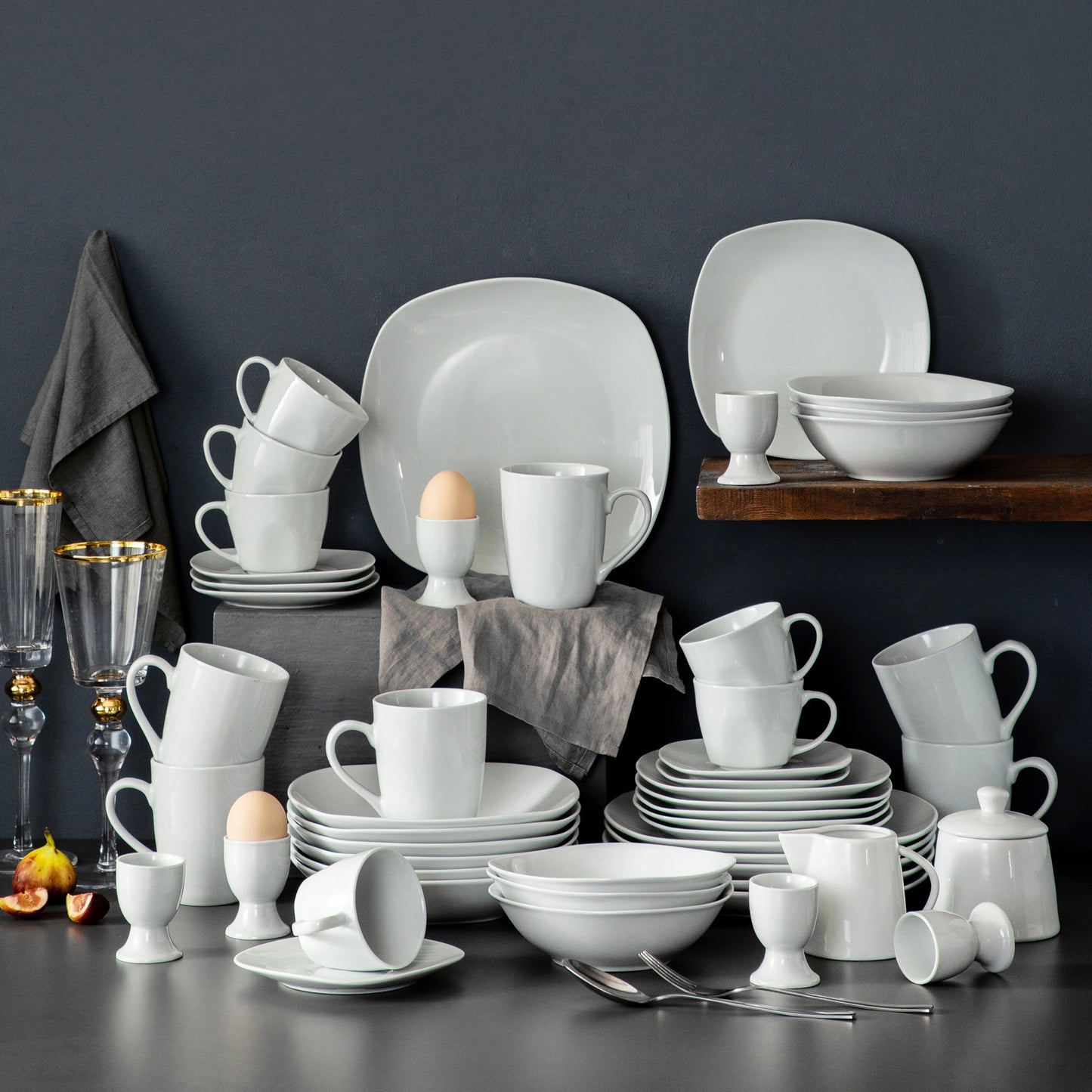 MALACASA Elisa Porcelain Dinnerware Set For Six People