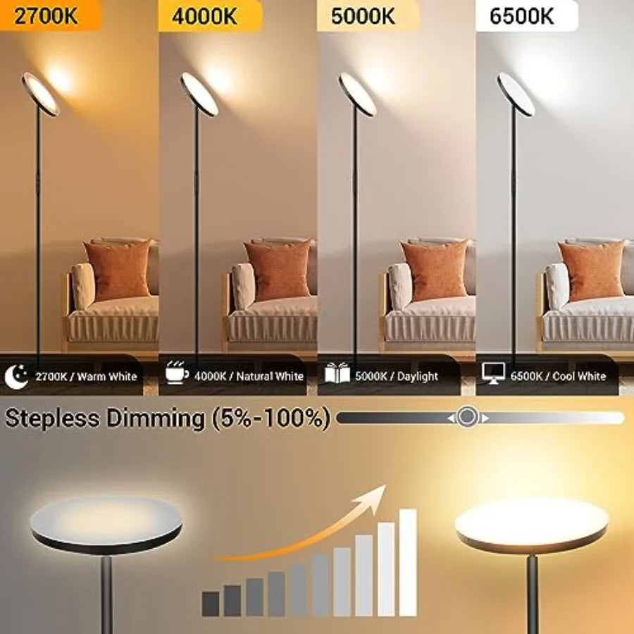 Dimmable LED Torchiere Floor Lamp for Living Room Bedroom Office