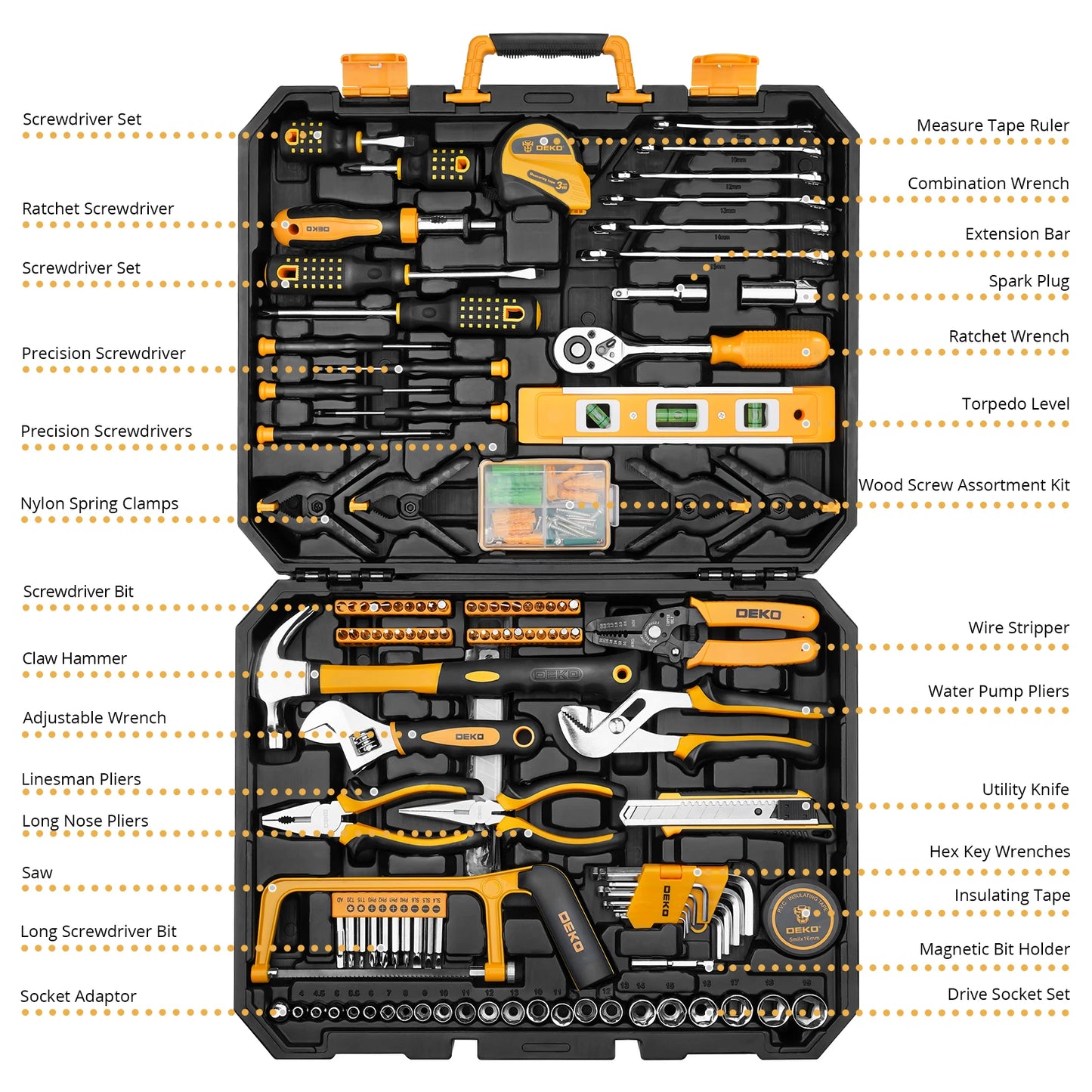DEKOPRO Socket Wrench Auto Tool Set With Case