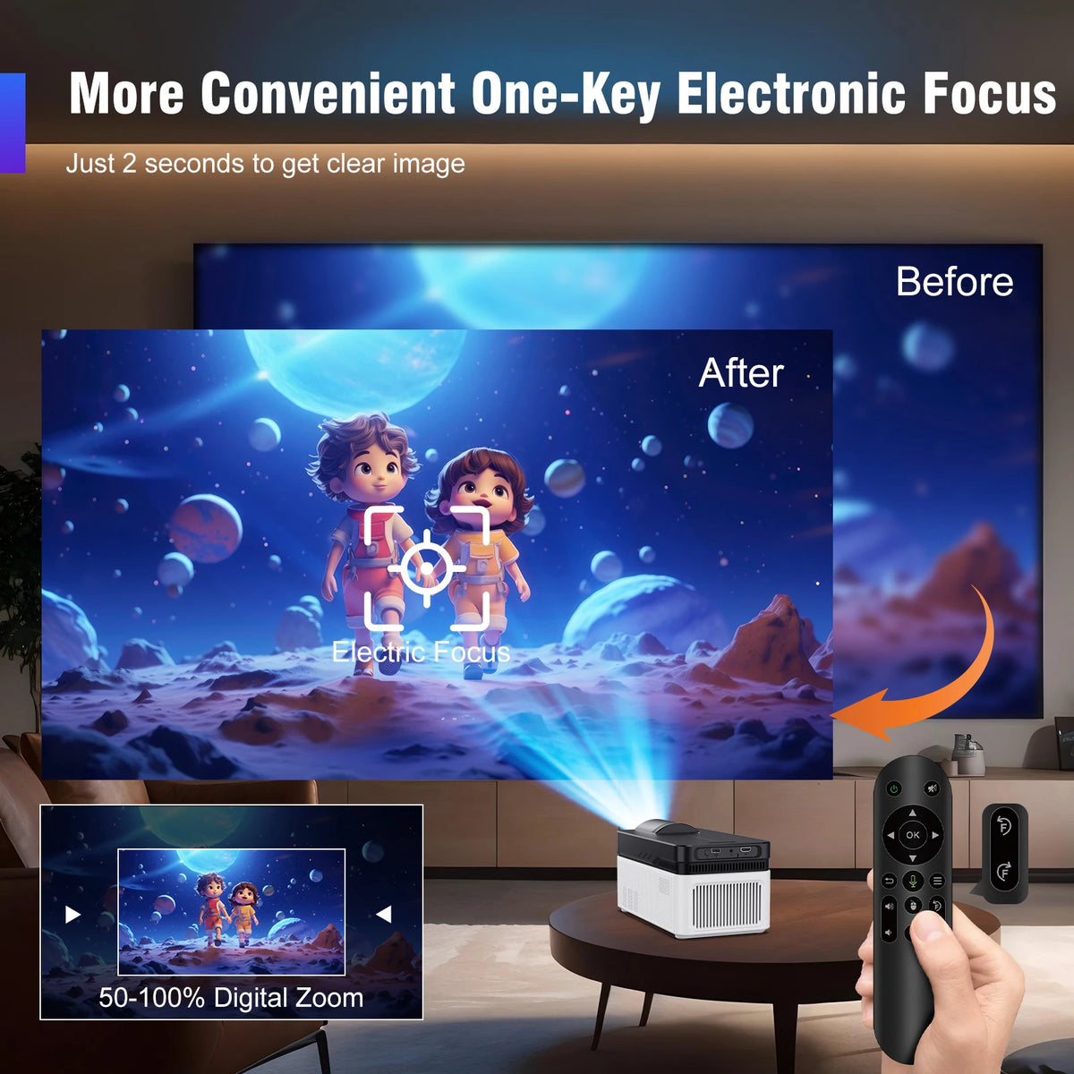 Magcubic Home Theater Projector With Auto Focus And Voice Control