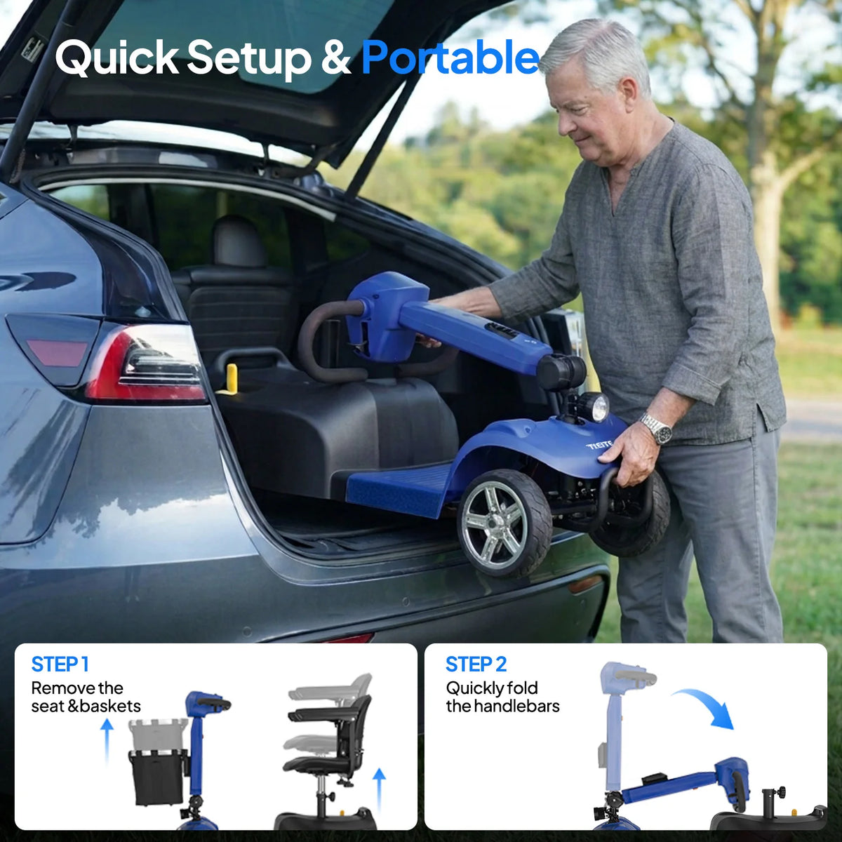 Lightweight Folding Electric Mobility Scooter for Seniors with Long Range