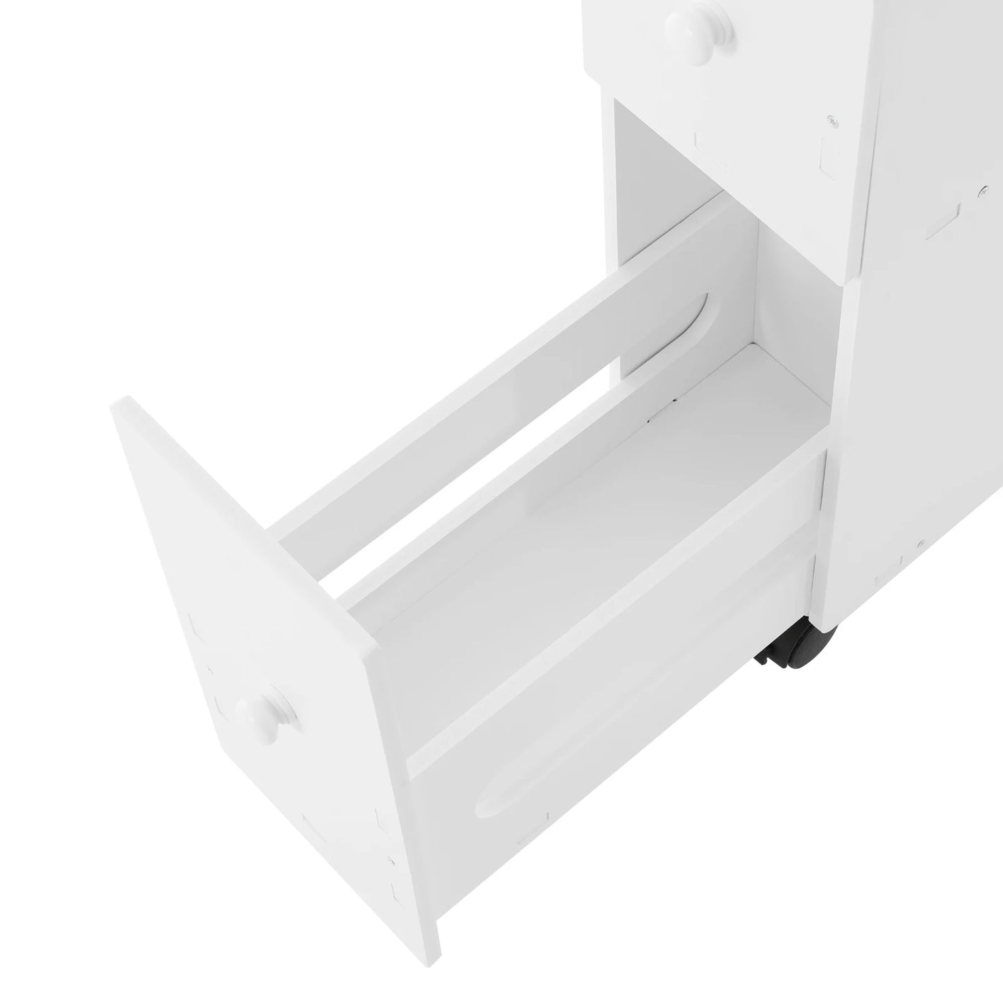 Modern Bathroom PVC Narrow Floor Standing Storage Cabinet With Drawers