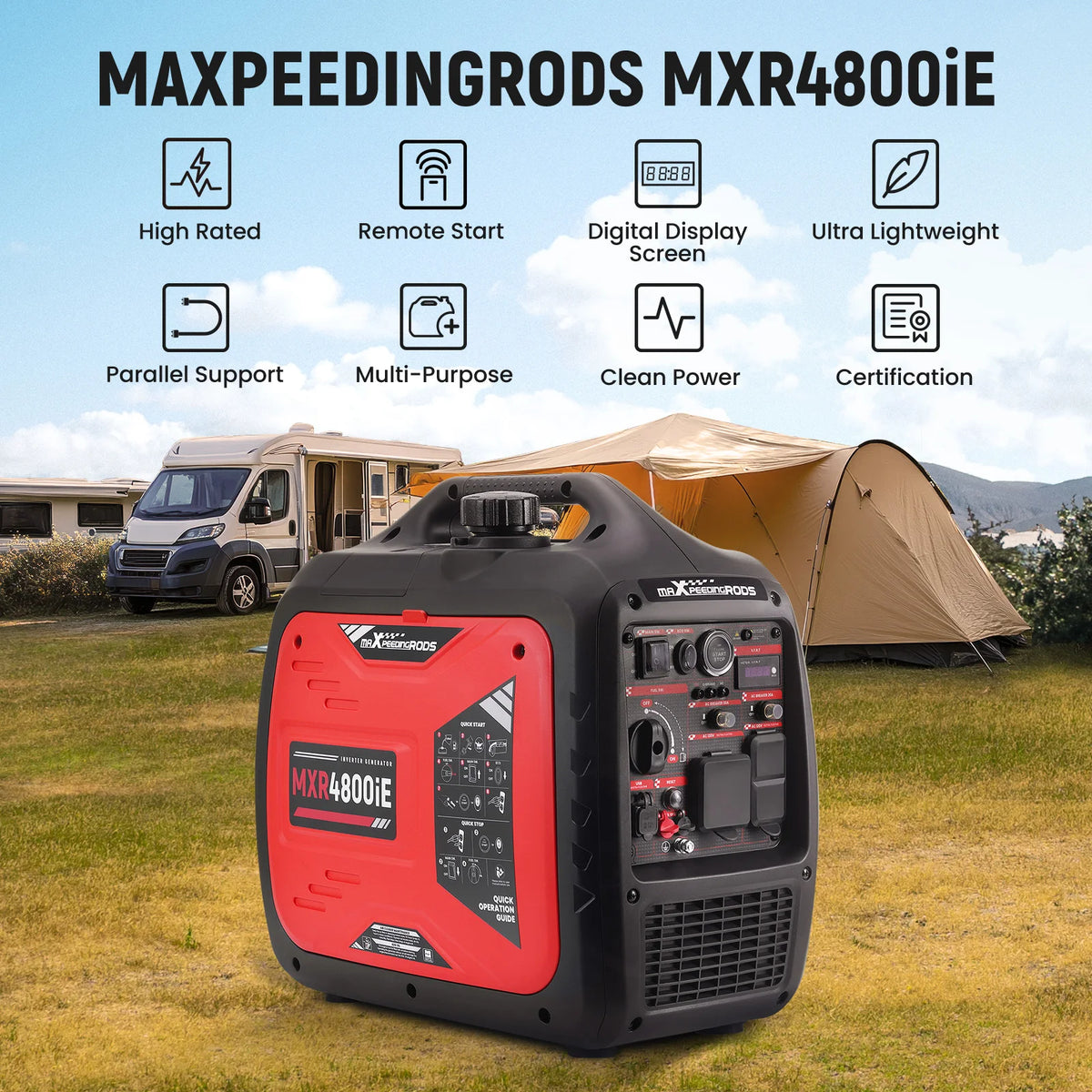 MXR 4800W Quiet Inverter Generator for Home and RV Backup