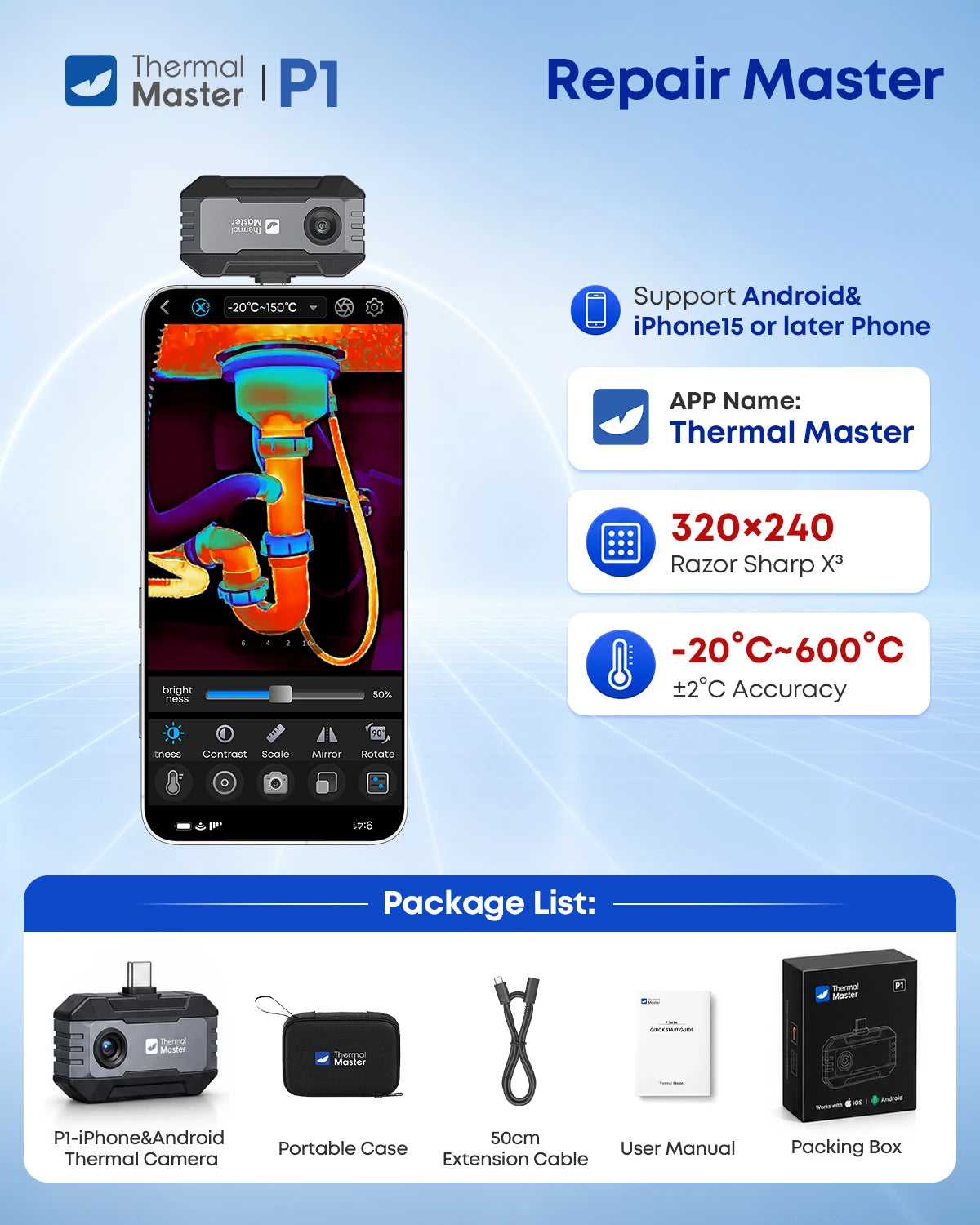 Thermal Master P1 Smartphone Thermal Imaging Camera for Inspections