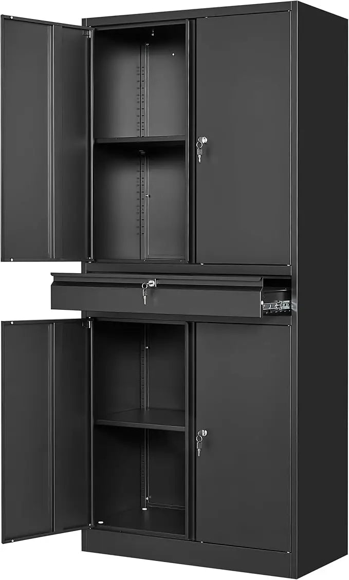 Metal Garage Storage Cabinet With Locking Doors And Adjustable Shelves