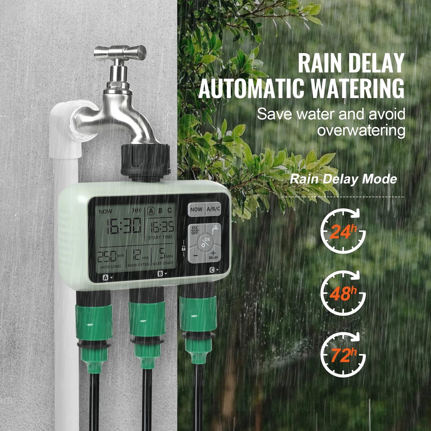 SucceBuy Water Timer With 3 Independent Zones LCD Display