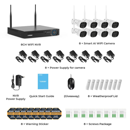 H.VIEW 8Channel 5MP Wireless Security Camera System NVR