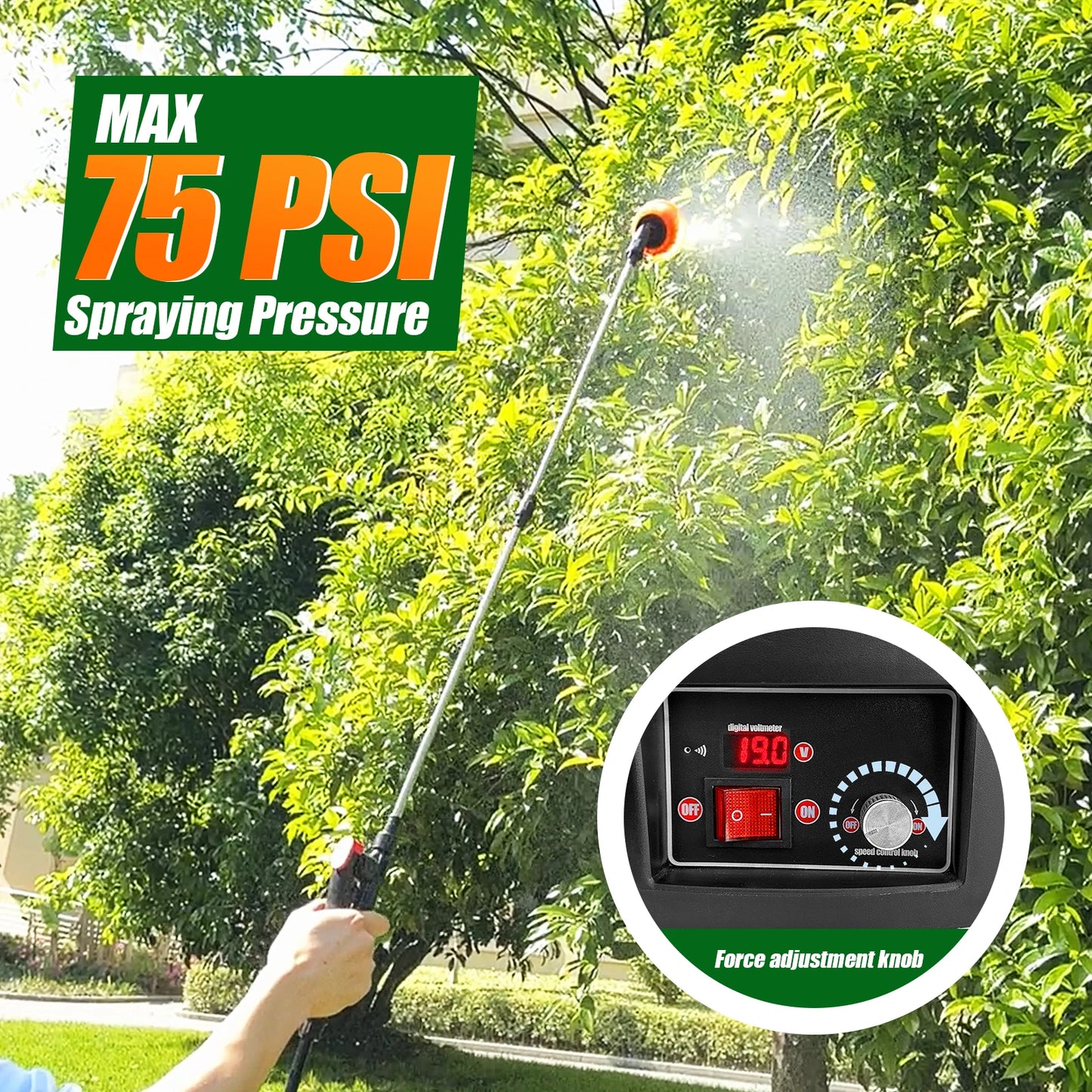 Backpack Electric Weed Sprayer 100 PSI With Telescopic Wand And 5 Nozzles