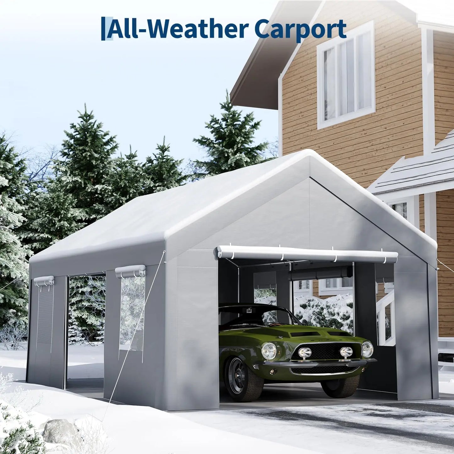 HiMISS Heavy Duty Carport Canopy Shelter With Steel Frame
