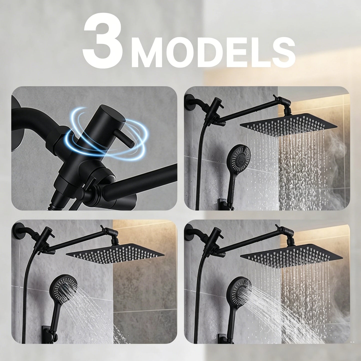 Stainless Steel Wall Mounted Showerhead With Extension Arm Set