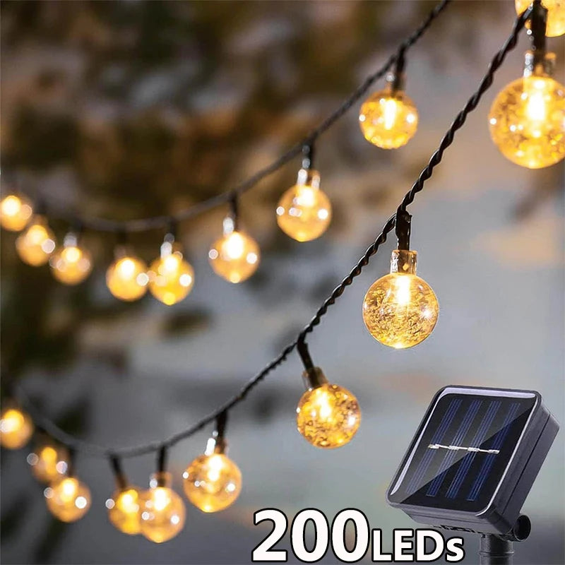 Super-Cheese Solar String Lights Outdoor Crystal Fairy Garland 8 Modes