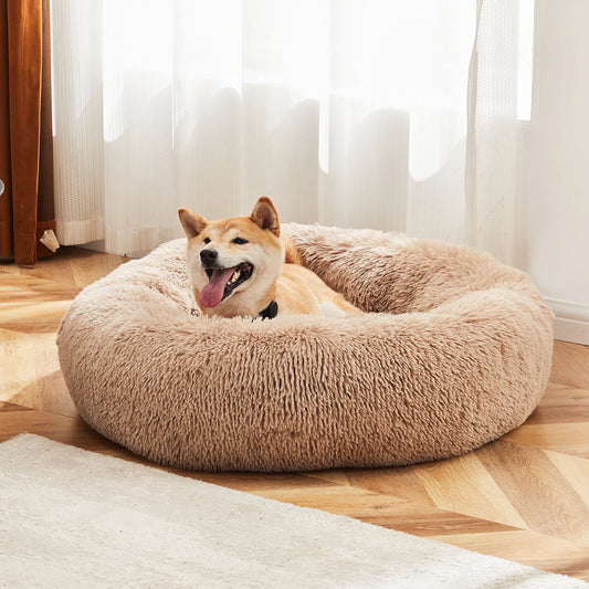 JHK Washable Plush Faux Fur Anti-Slip Calming Dog Bed