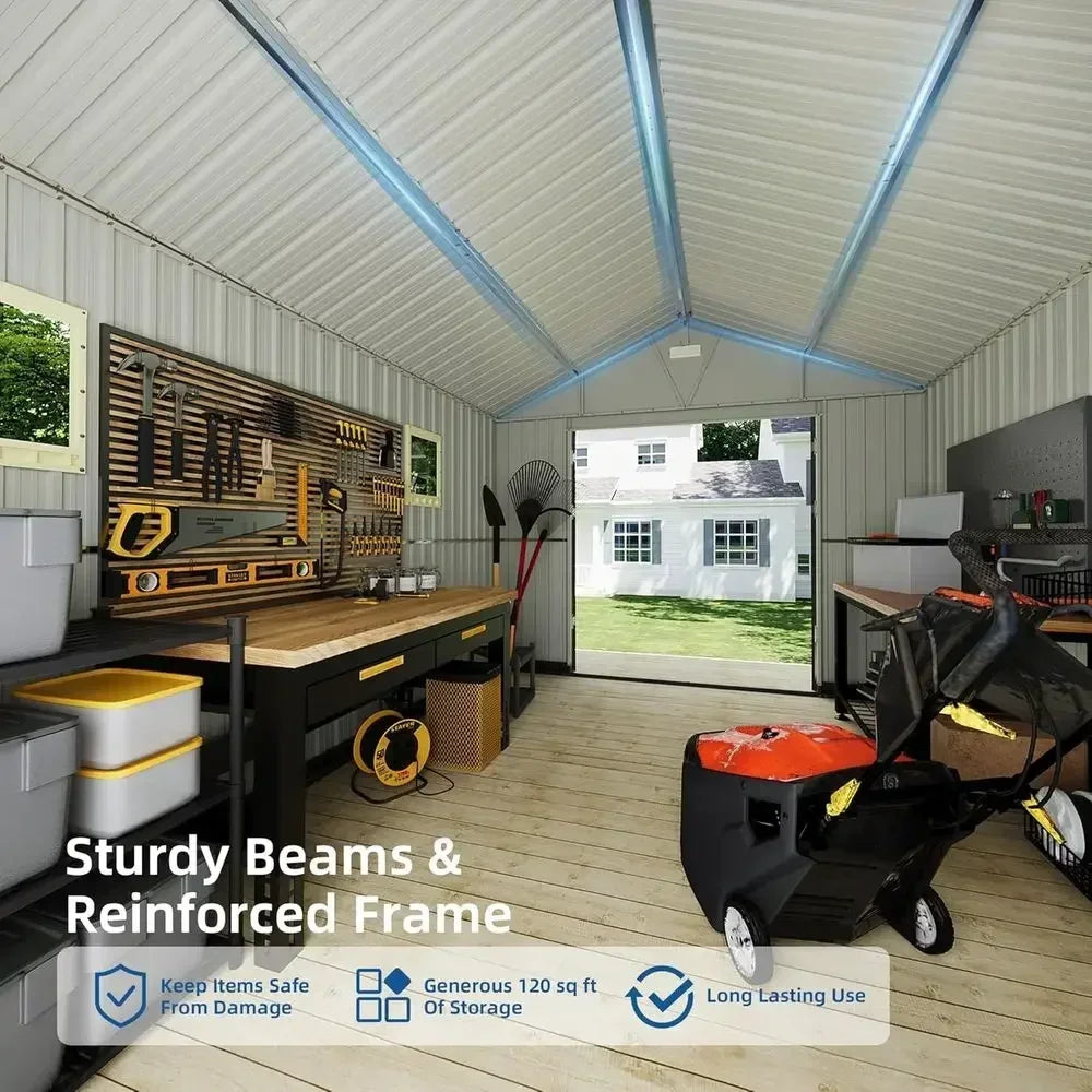 Metal Outdoor Storage Shed With Lockable Door And Window