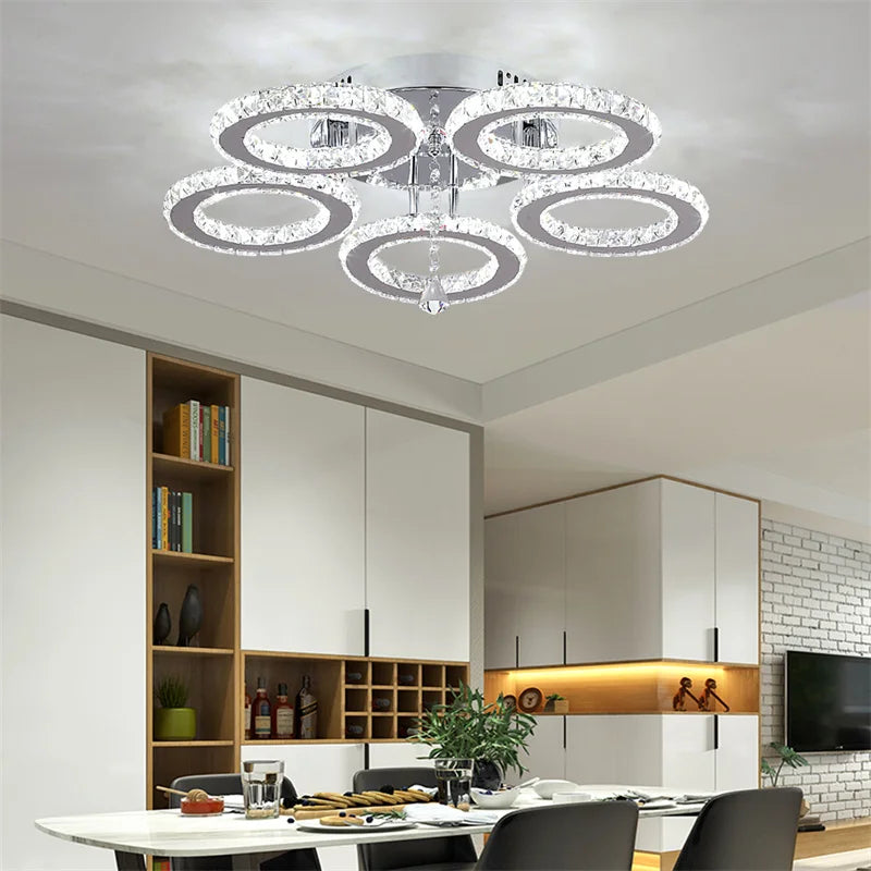 GreeLustr Modern Led Crystal Chandelier Ceiling Light