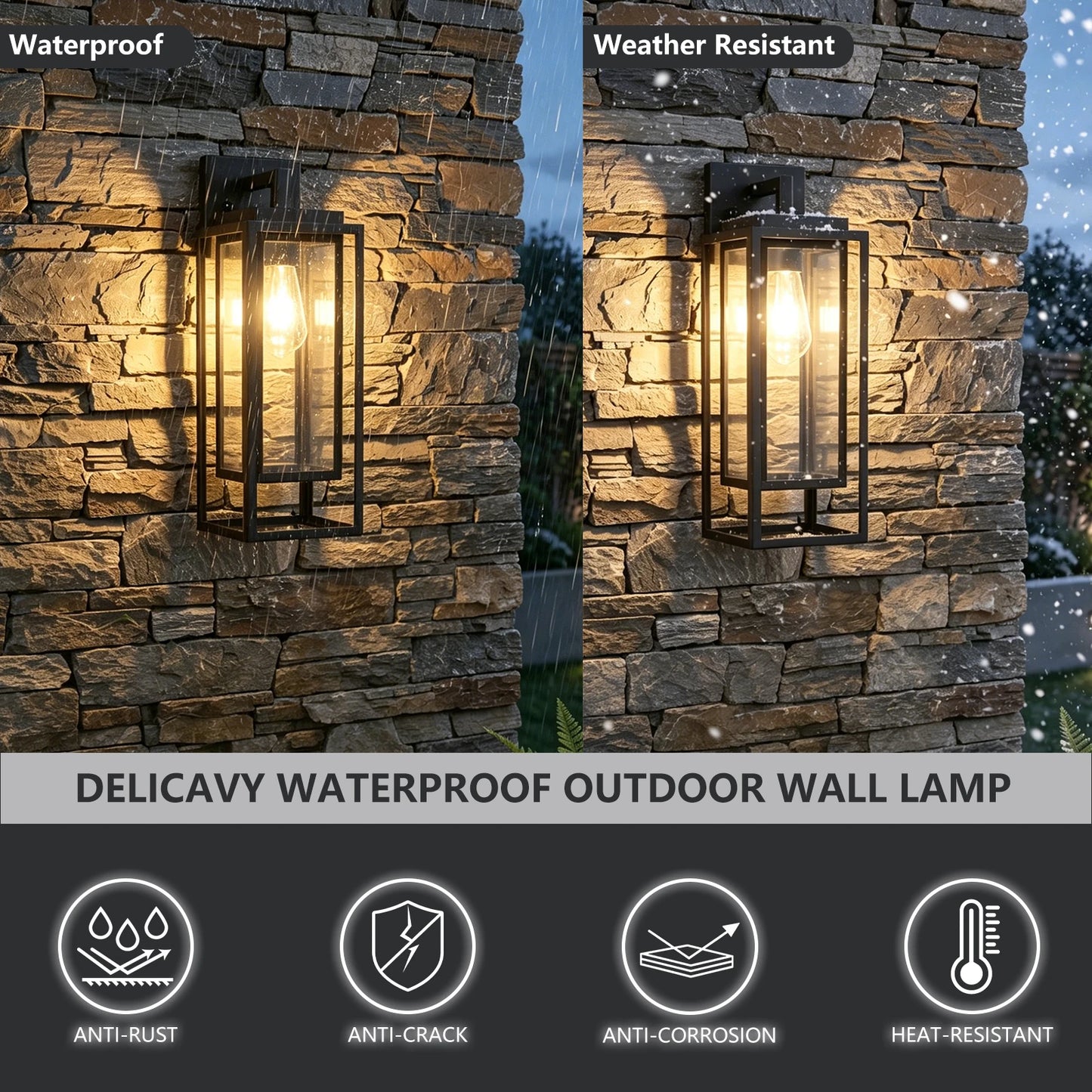 ArLgsite Farmhouse Exterior Wall Sconce With Clear Glass Shade