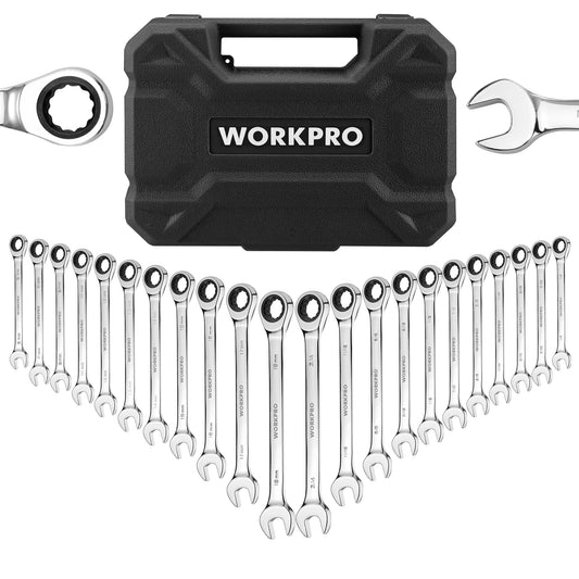 WORKPRO 21pc Ratcheting Wrench Set With Box Durable Chrome Vanadium
