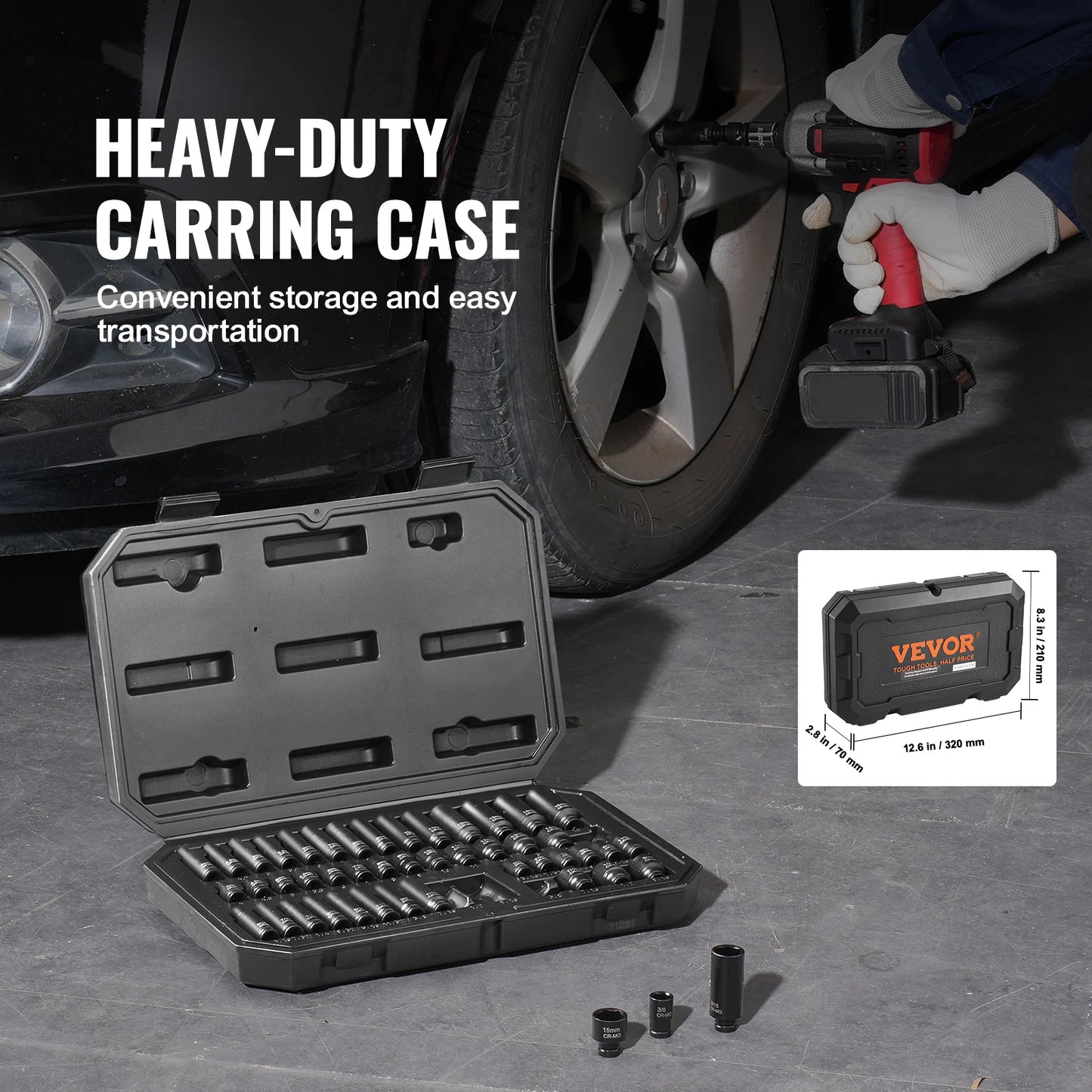 SucceBuy 48-Piece Impact Socket Set Cr-Mo Alloy Steel Deep Shallow