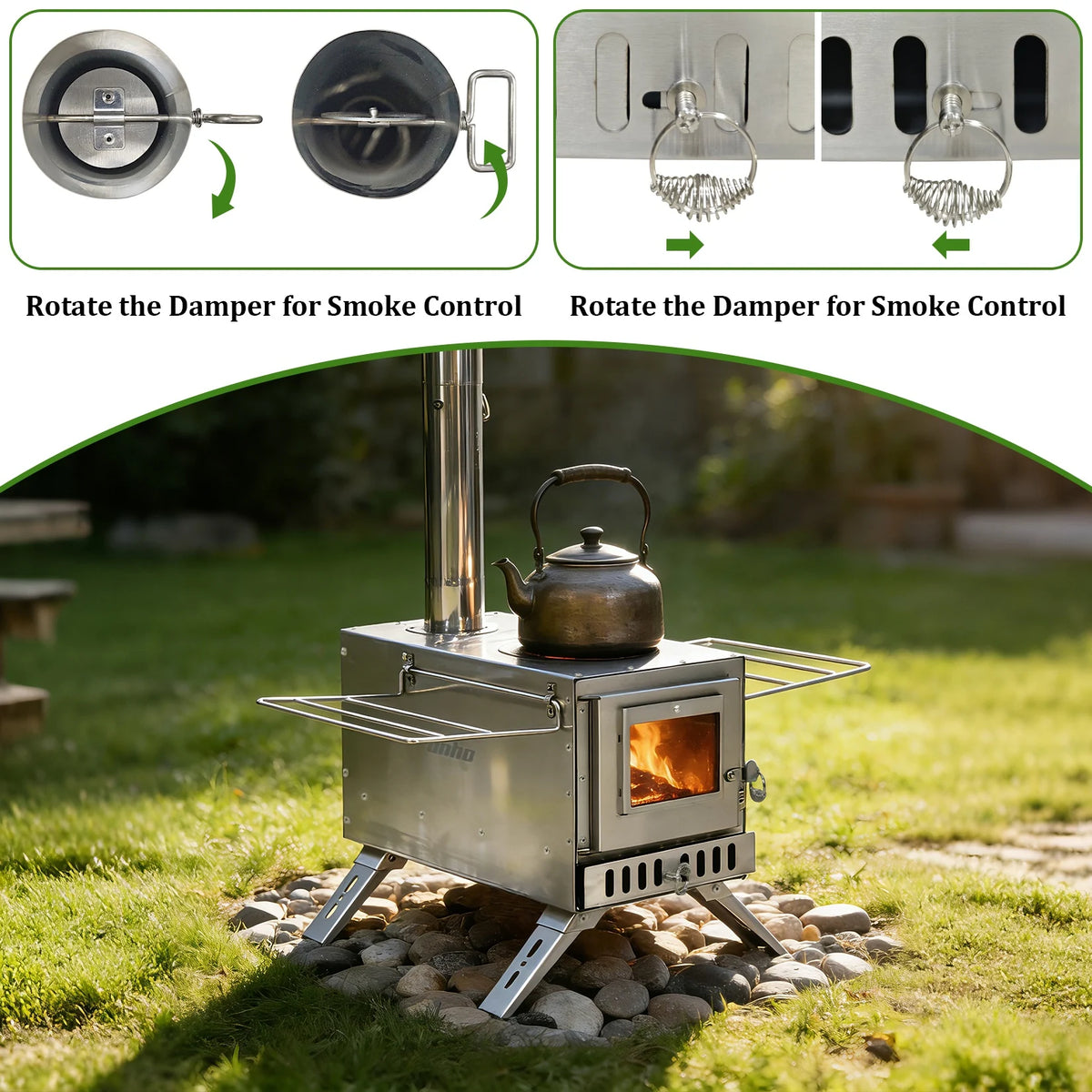 Portable Wood Burning Hot Tent Stove for Outdoor Cooking