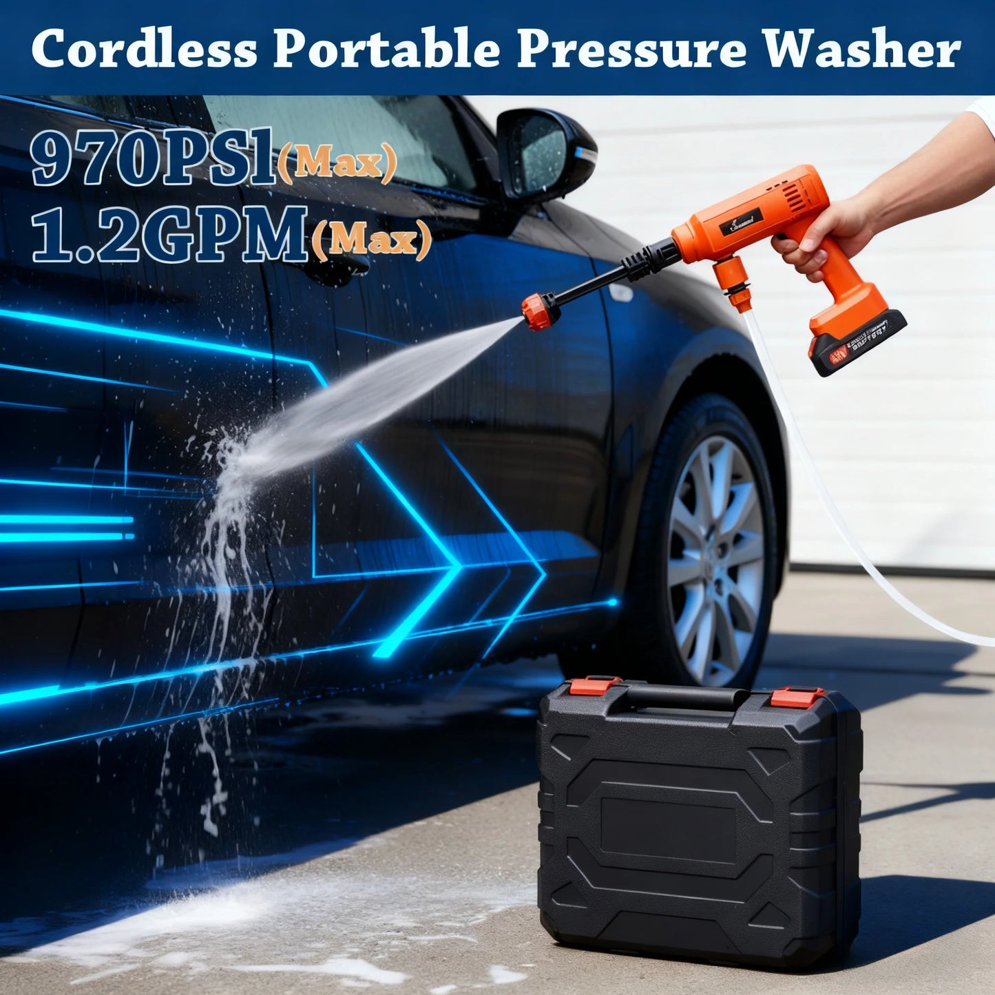 Power Blaster Plus Cordless Pressure Washer, Portable Water Spray Tool