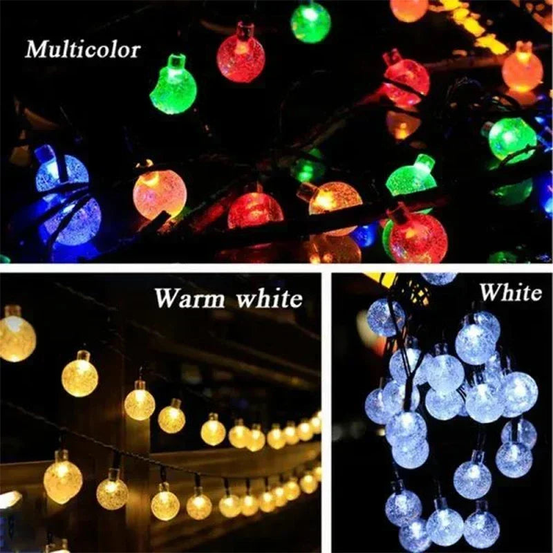 Super-Cheese Solar String Lights Outdoor Crystal Fairy Garland 8 Modes