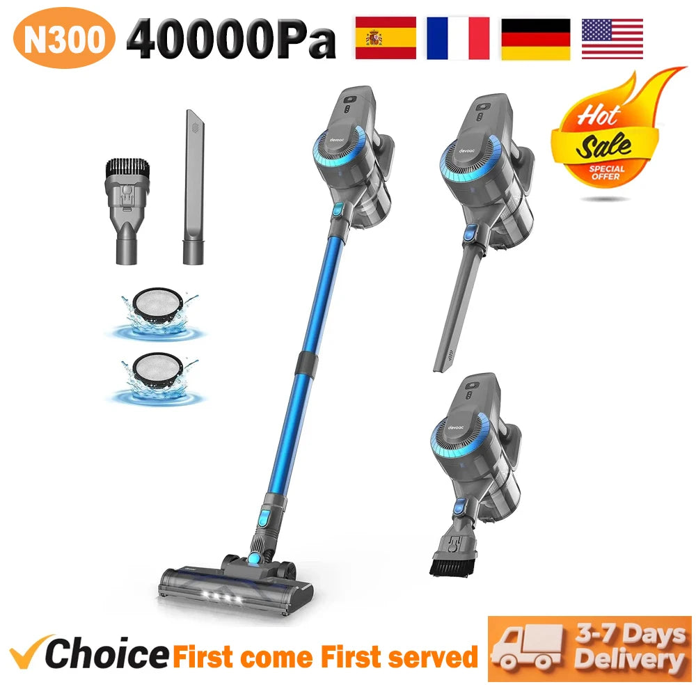 DEVOAC Cordless Stick Vacuum Cleaner With HEPA Filter For Home