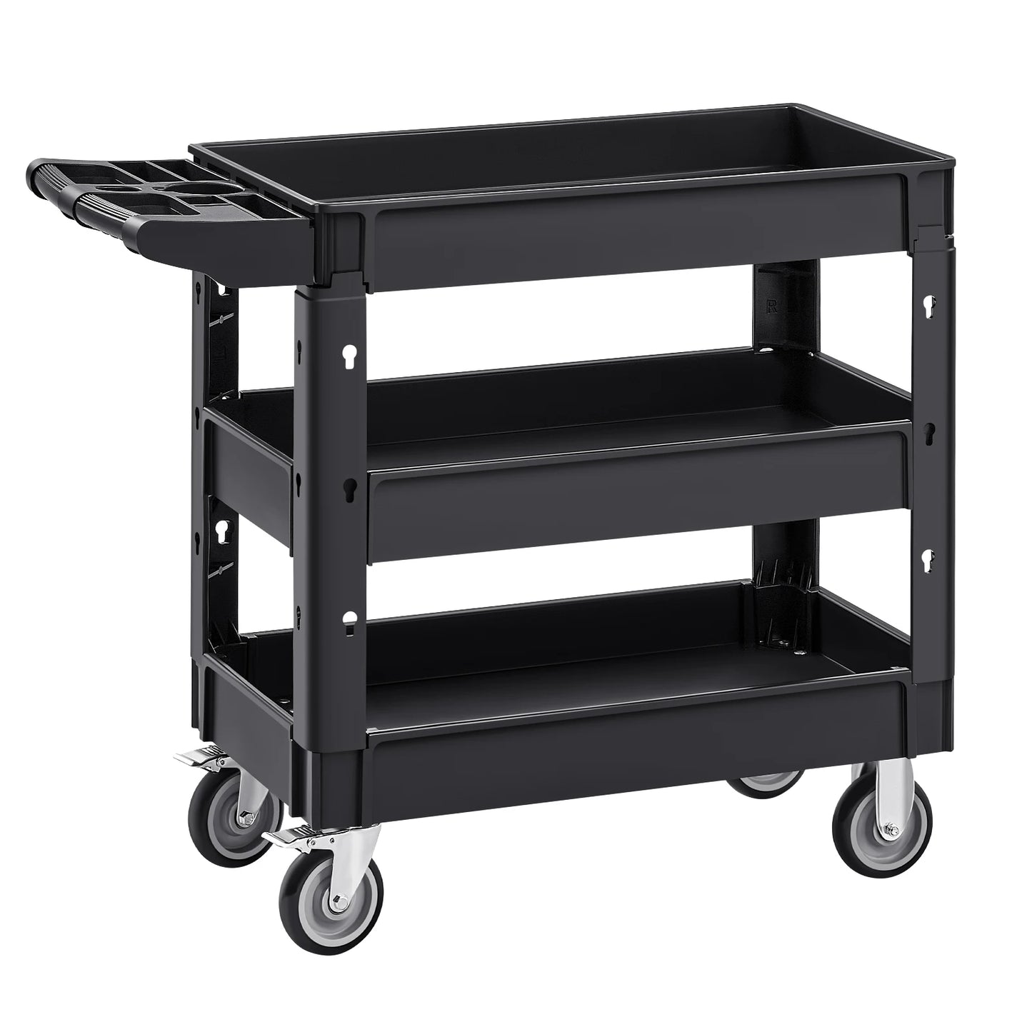 SucceBuy 3 Shelf Utility Cart Dolly With 360 Degree Swivel Wheels