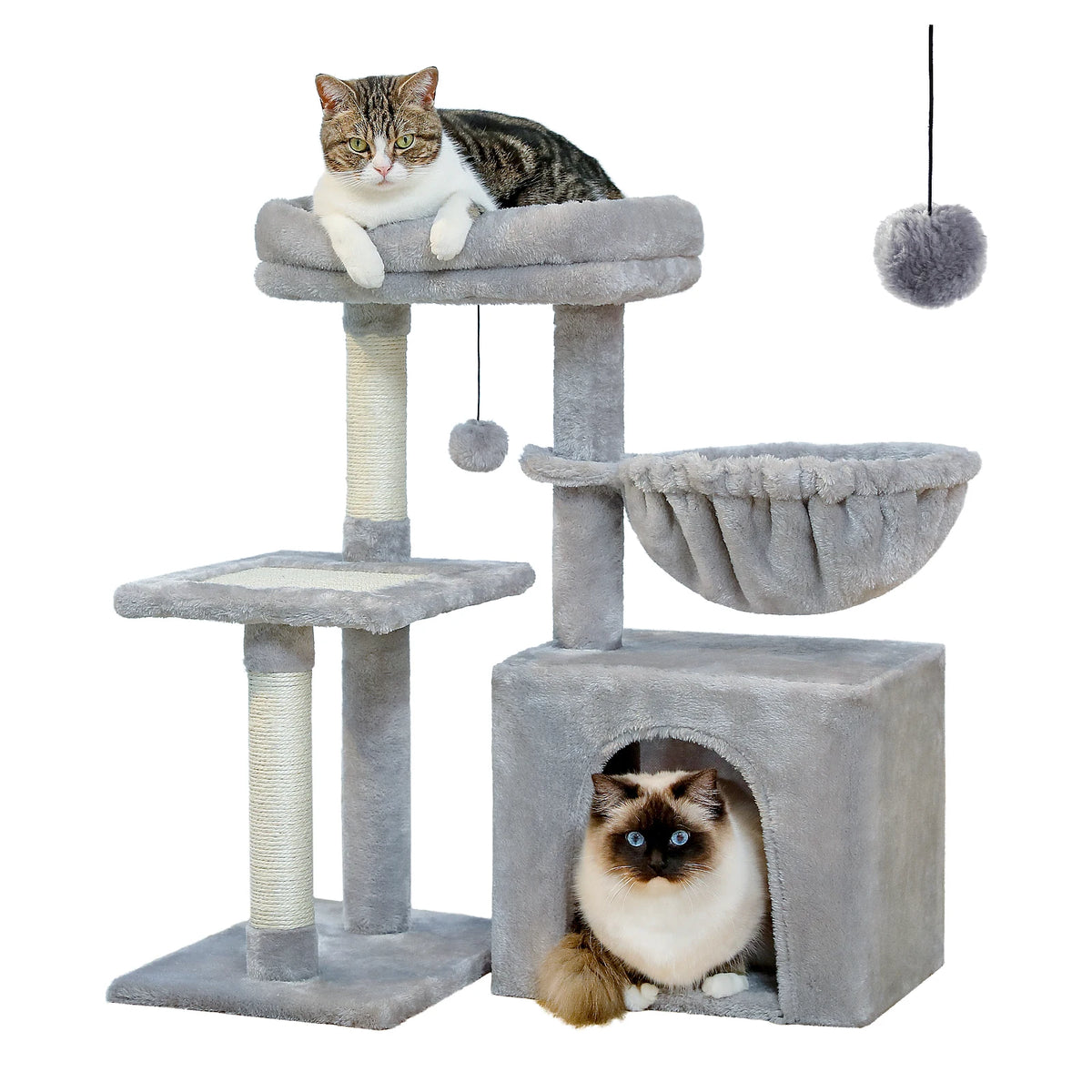 PAWZ Road Indoor Cat Tree Tower with Scratching Posts and Hammock