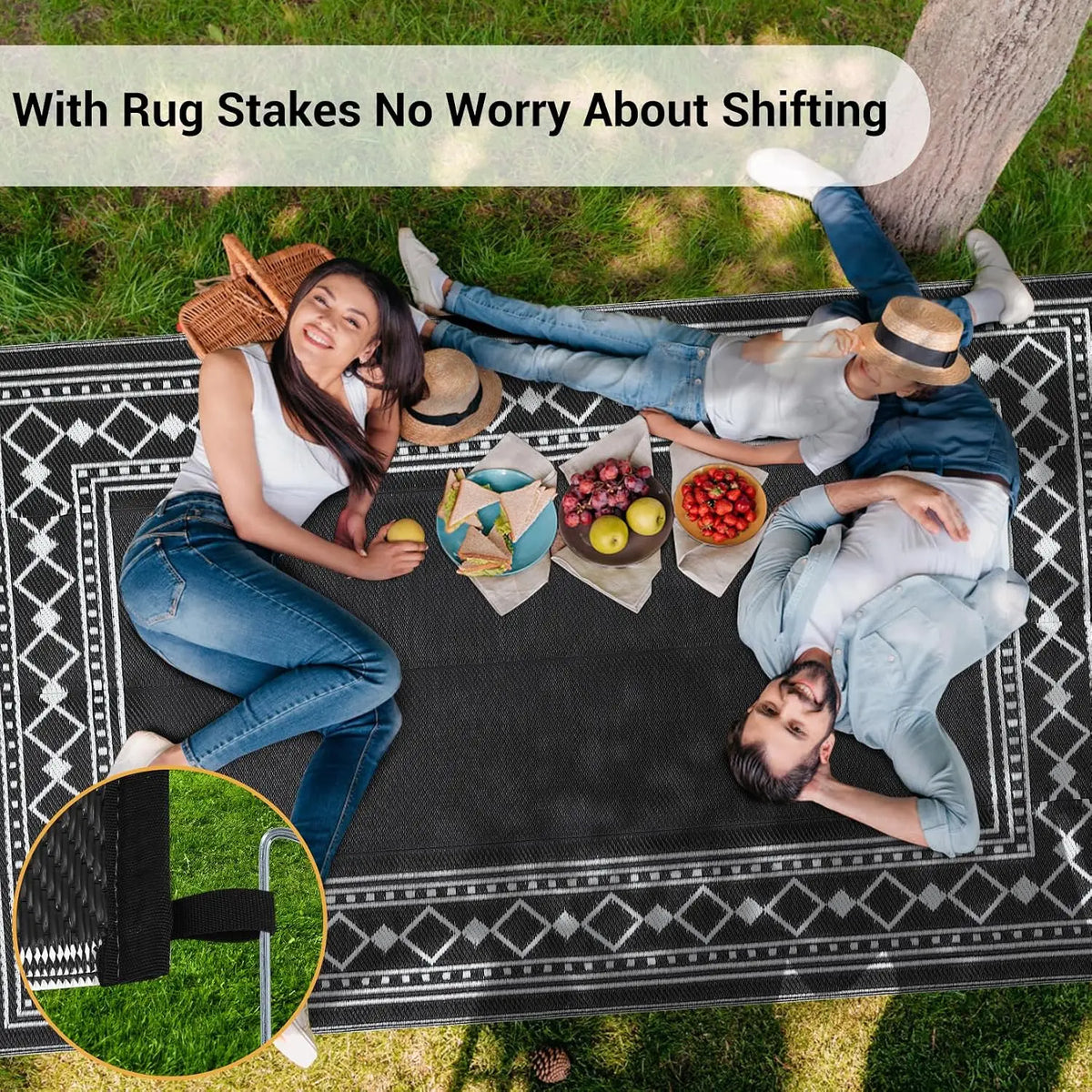 TWISTER.CK Waterproof Reversible Outdoor Plastic Straw Patio Rug