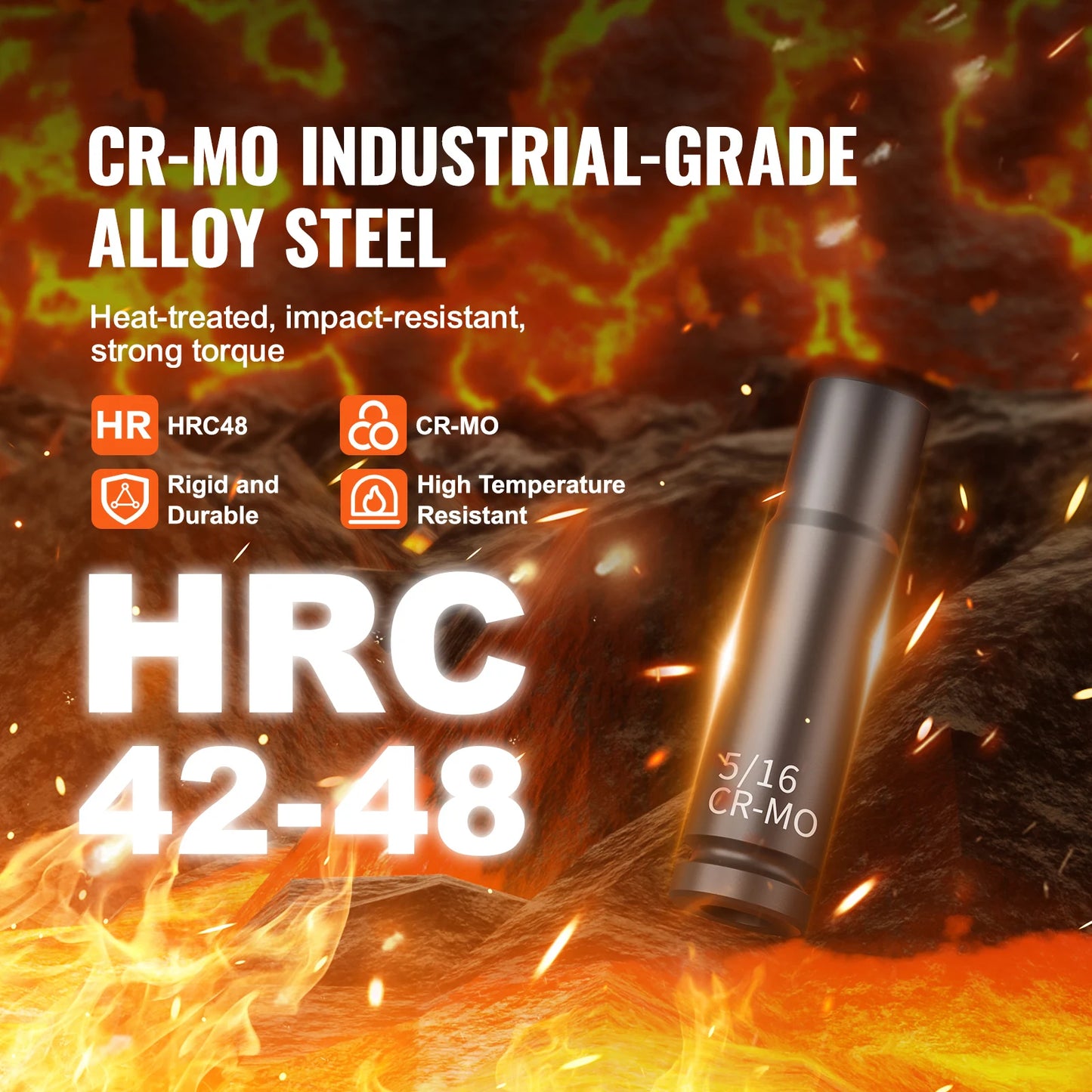 SucceBuy 48-Piece Impact Socket Set Cr-Mo Alloy Steel Deep Shallow