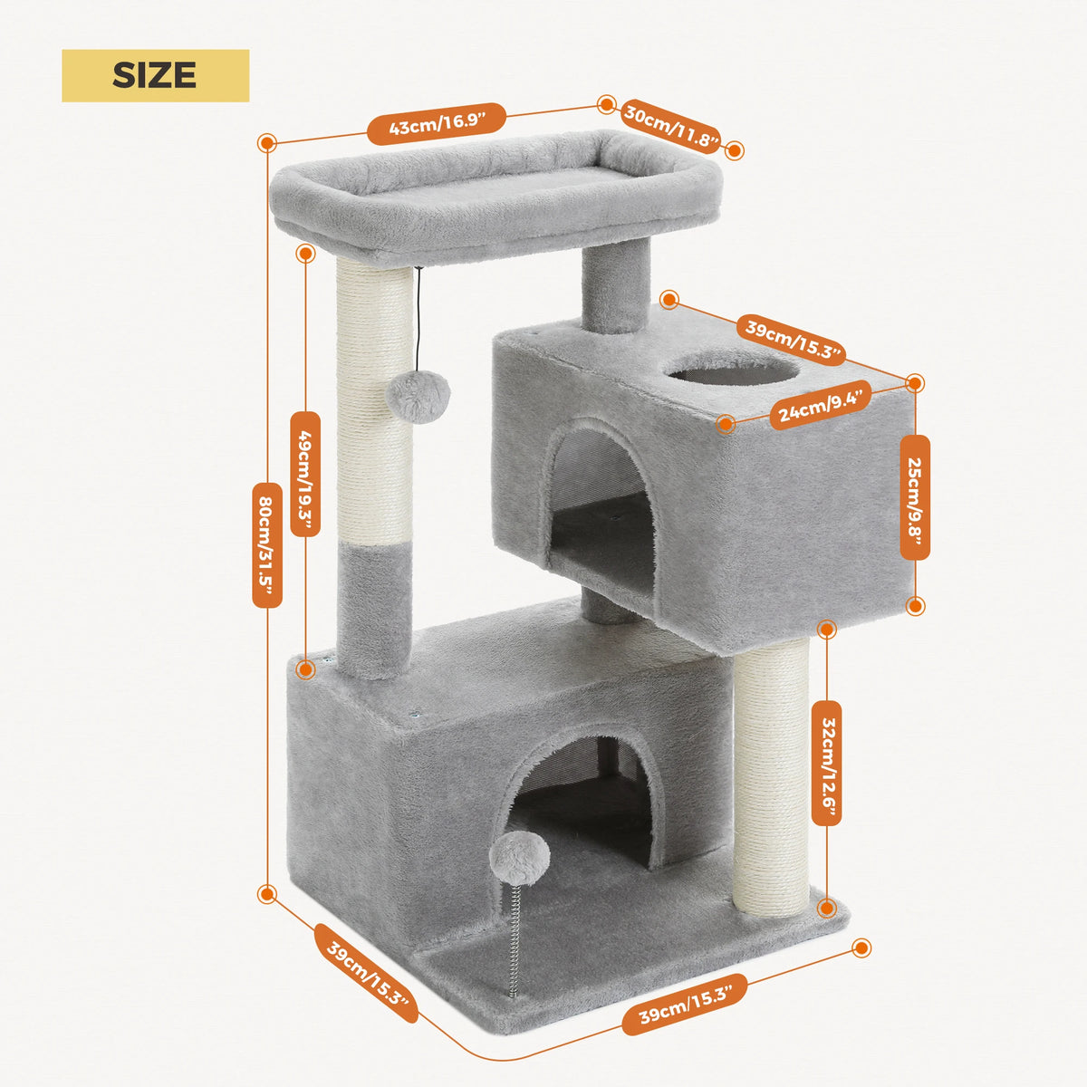 PAWZ Road Multi-Level Cat Tree With Condos And Sisal Scratching