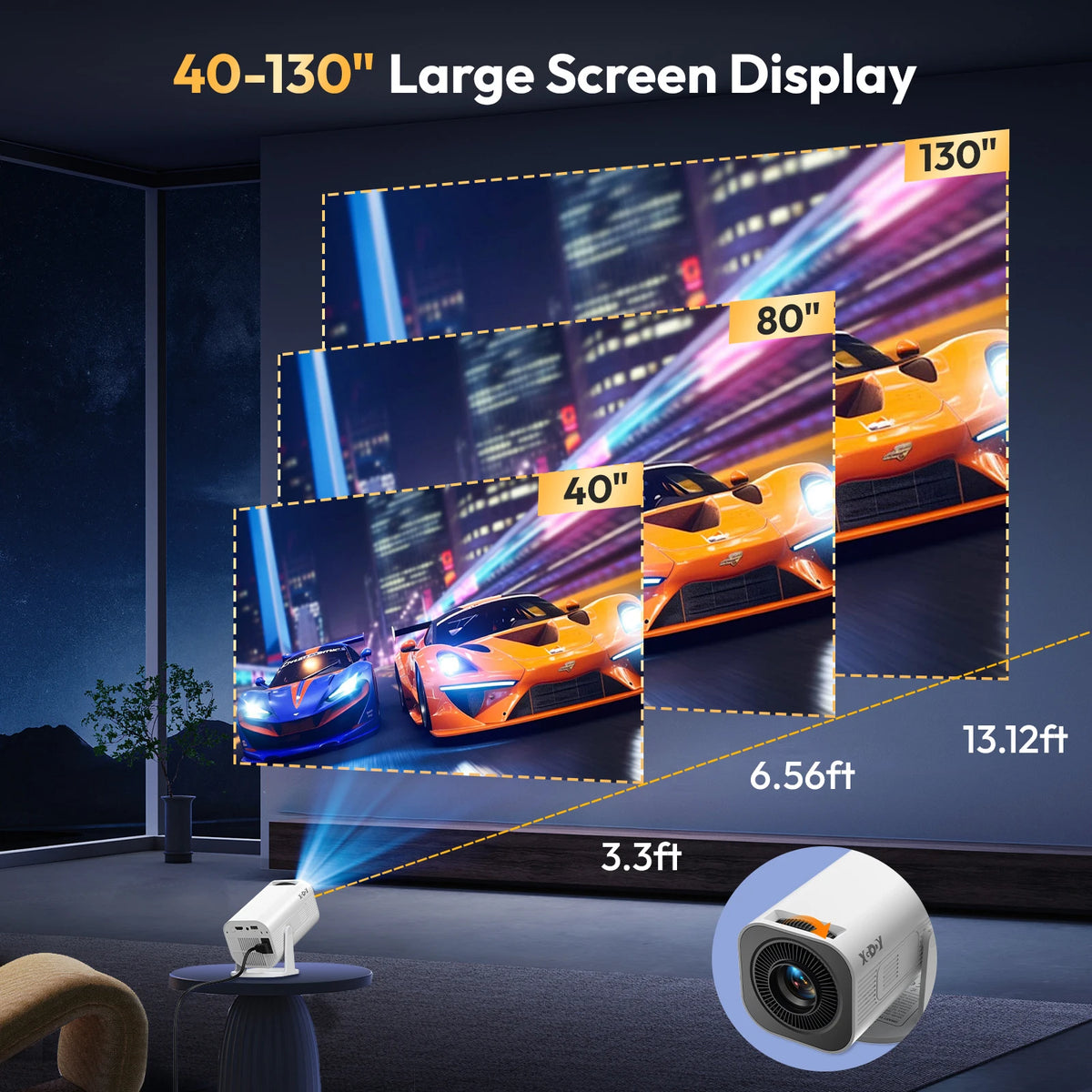 XGODY Gimbal Pro 720P Android Projector With Auto Keystone Correction