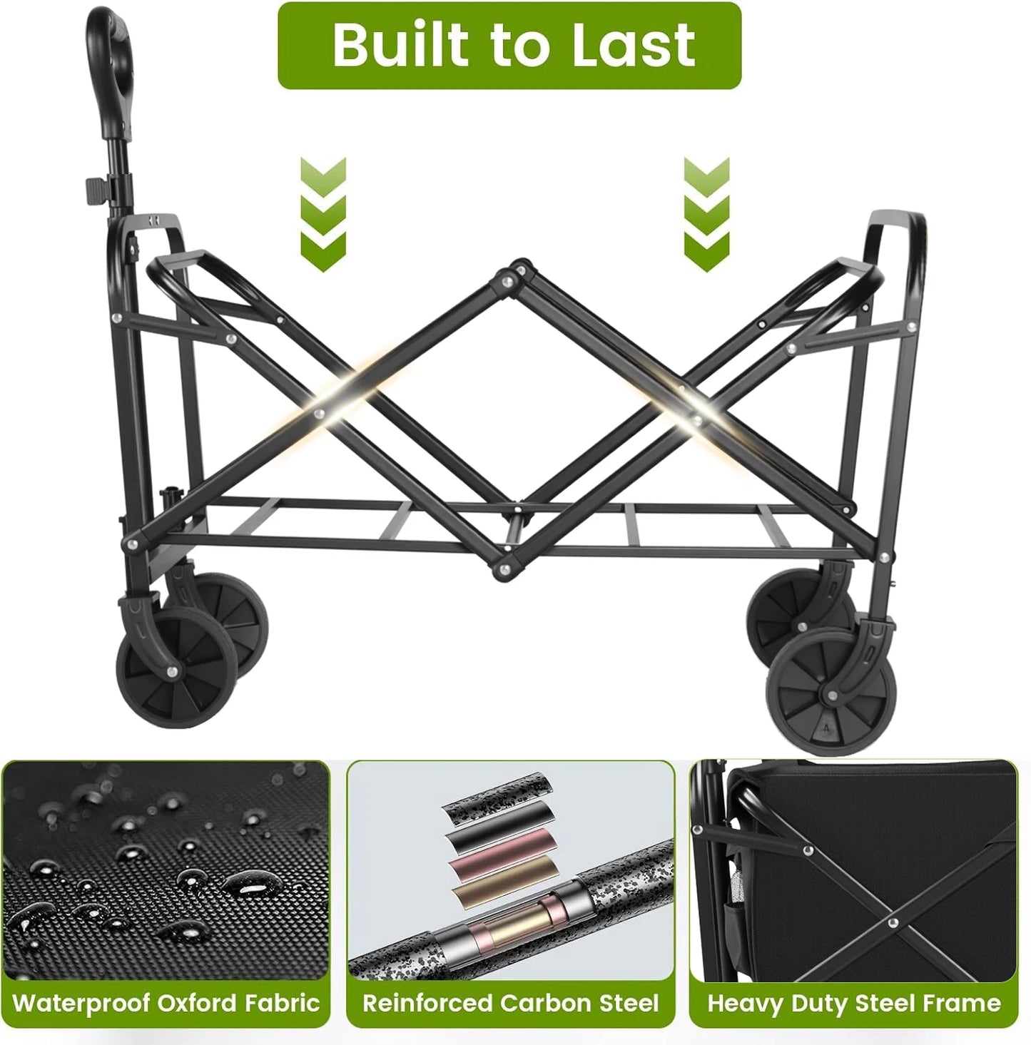 Heavy Duty Wagon Cart Foldable All Terrain Wheels Groceries