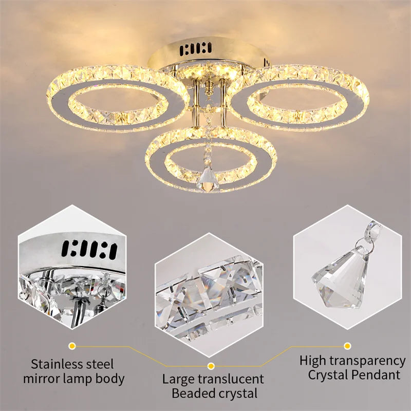 GreeLustr Modern Led Crystal Chandelier Ceiling Light
